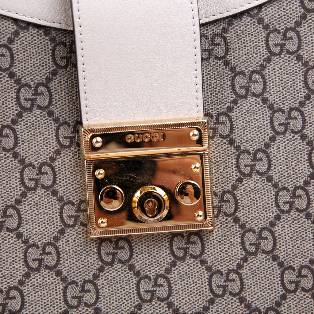 Gucci 795113 Padlock GG Supreme Shoulder Bag White