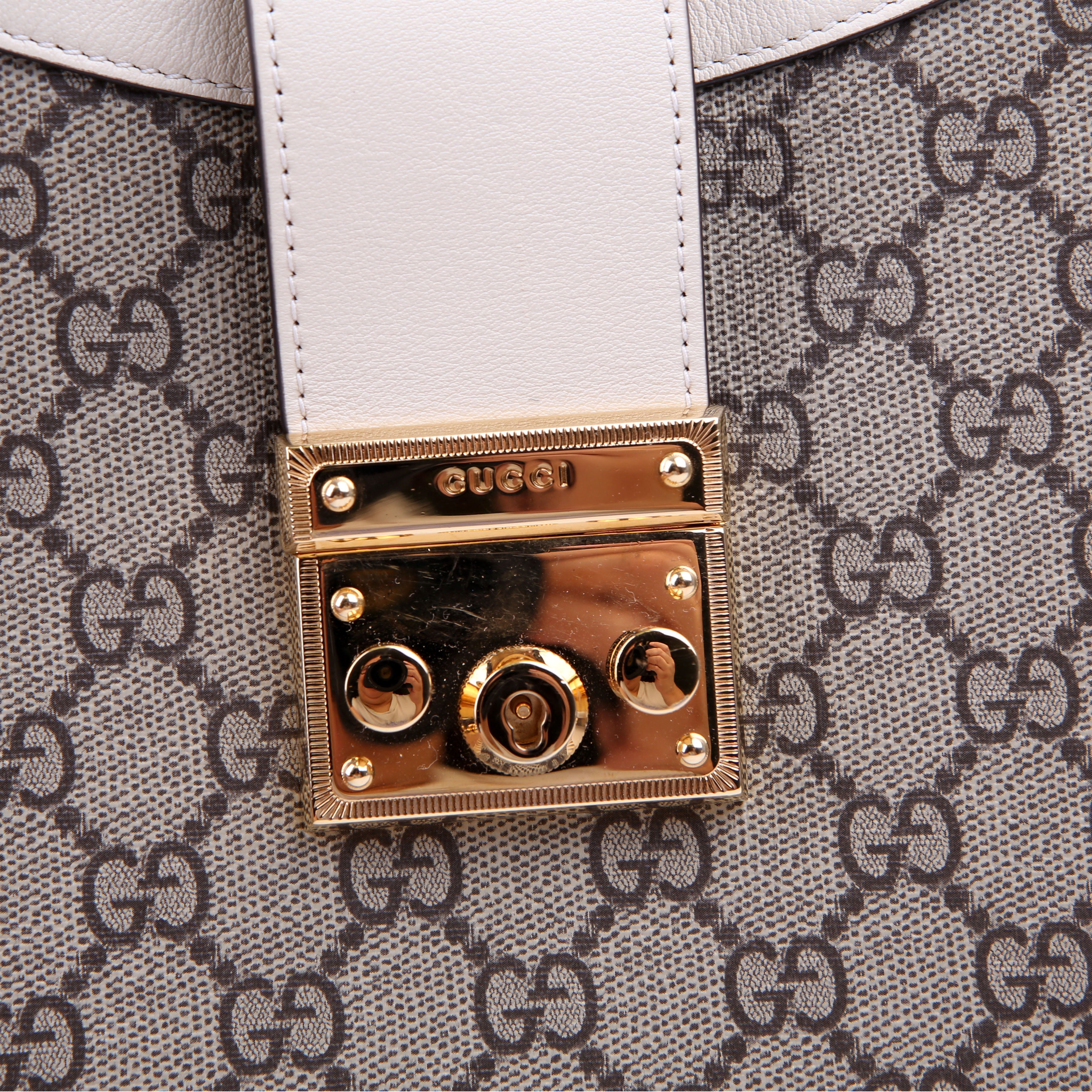 Gucci 795113 Padlock GG Supreme Shoulder Bag White