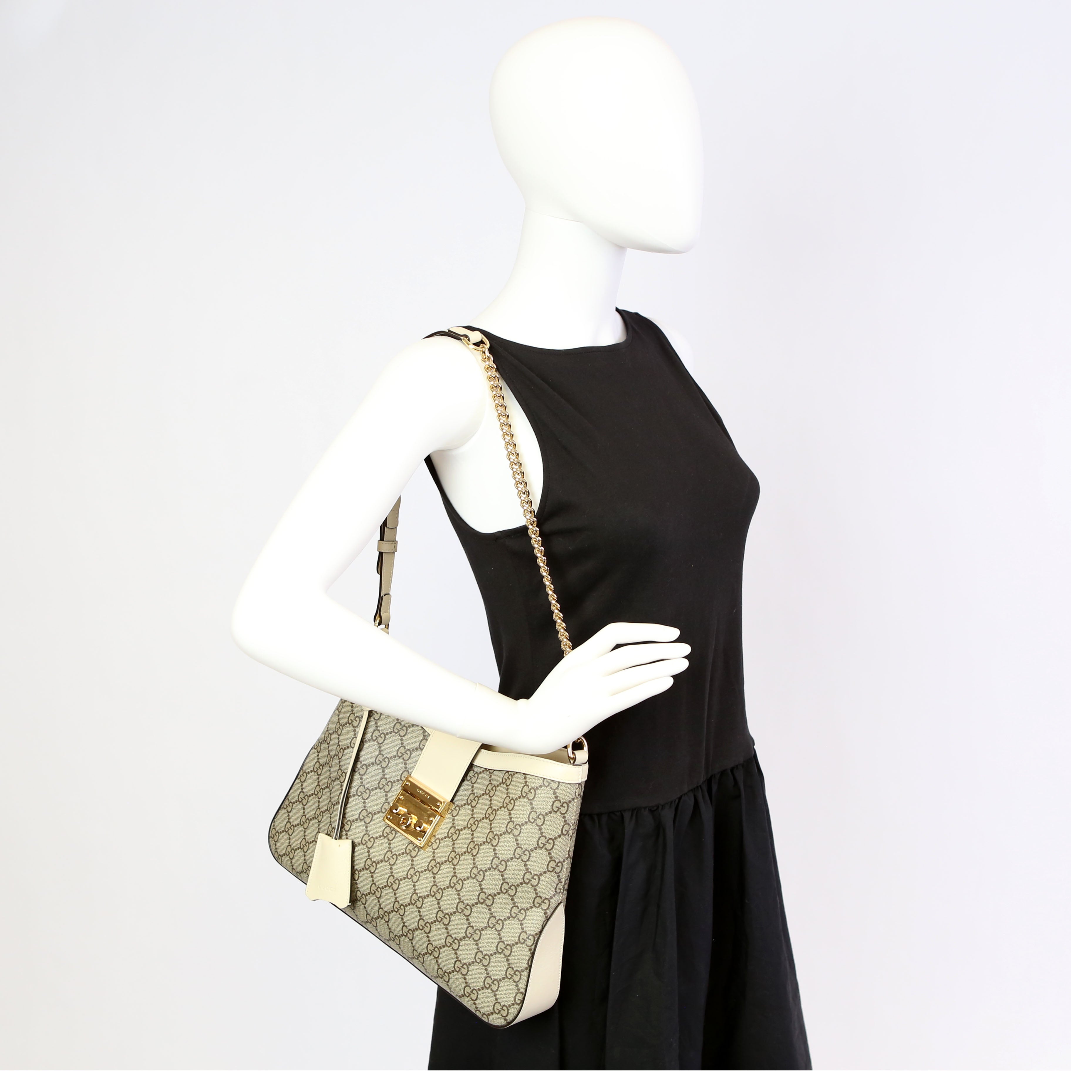 Gucci 795113 Padlock GG Supreme Shoulder Bag White