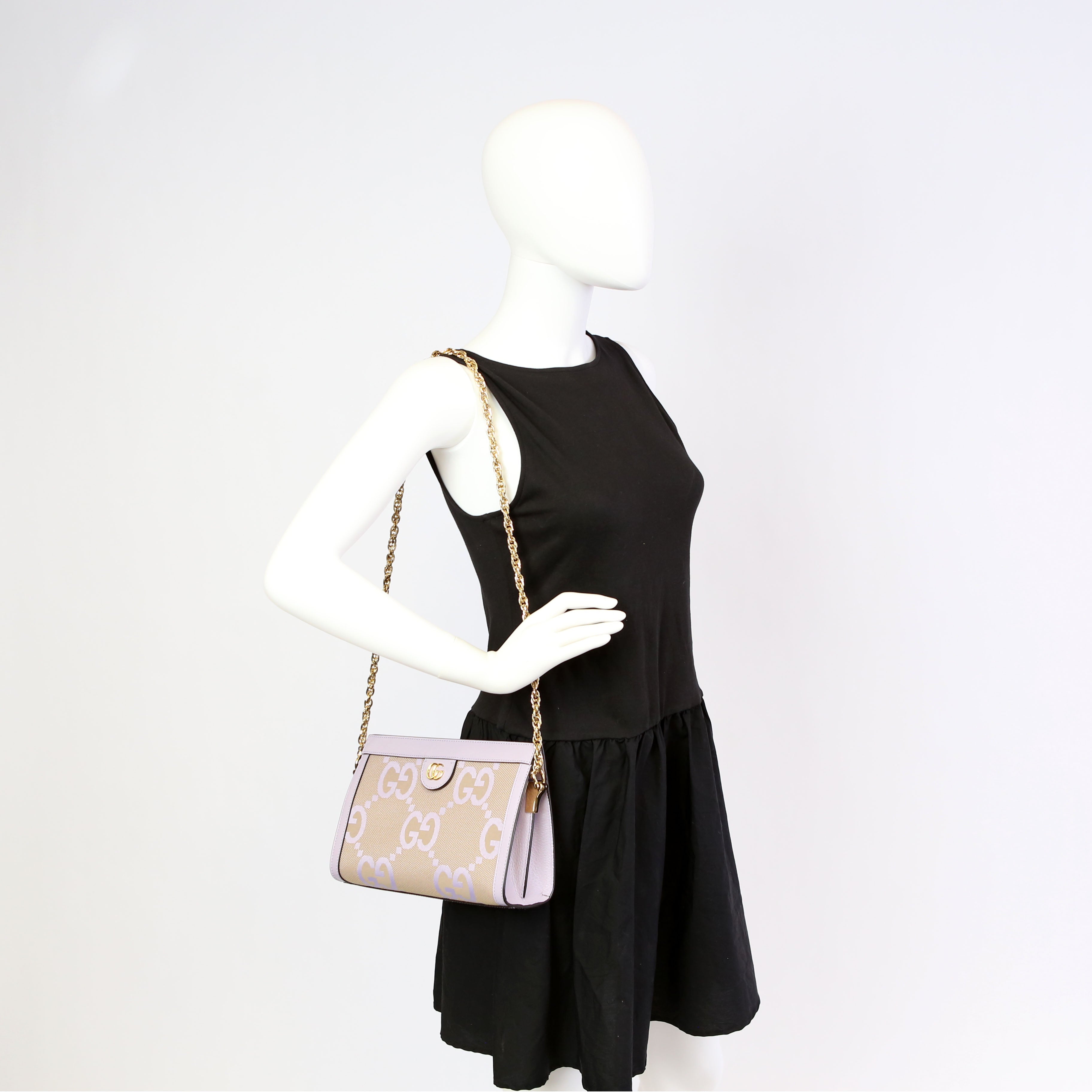 503877 Ophidia Jumbo GG Canvas Small Shoulder Bag Purple