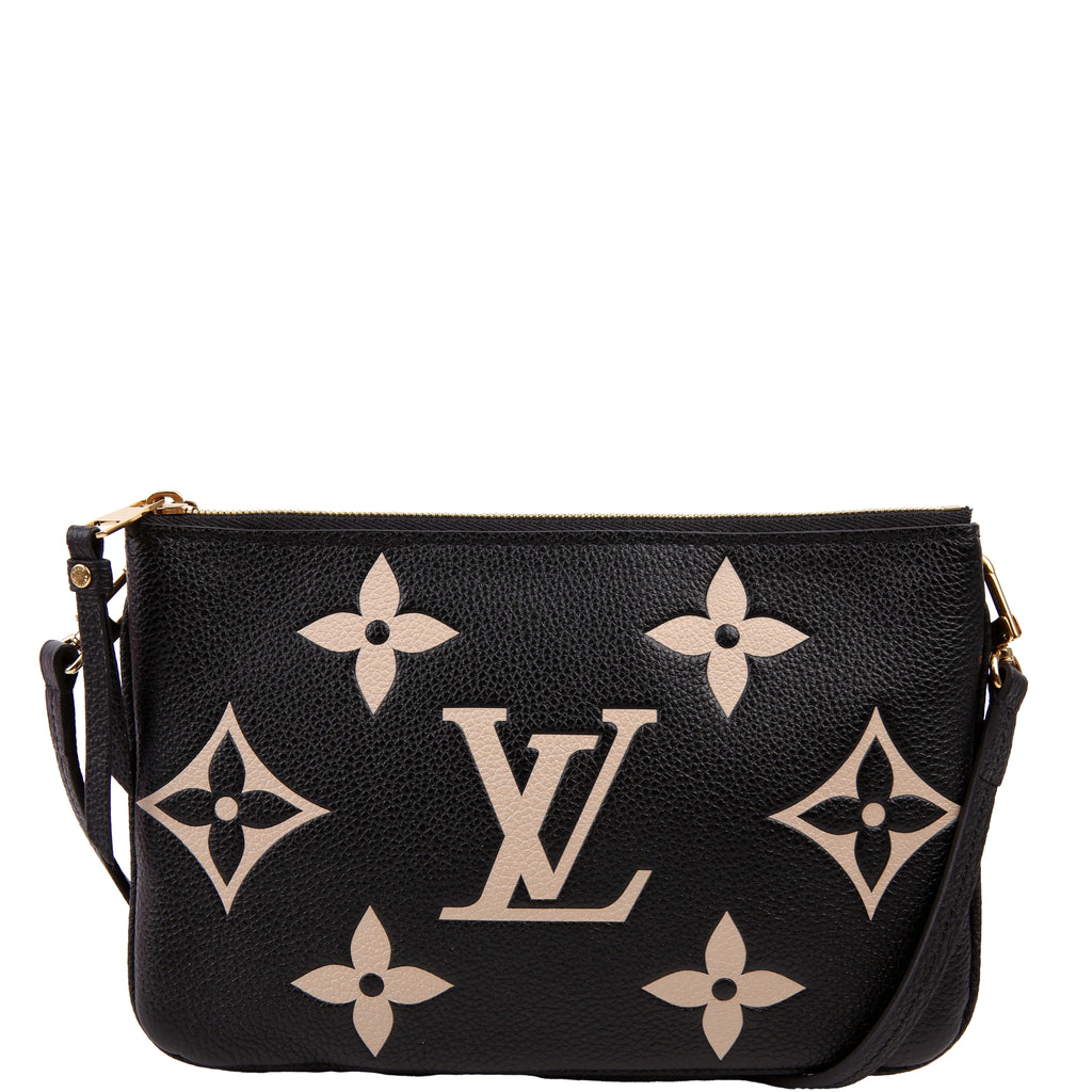 Double Zip Pochette Bicolor Empreinte Black