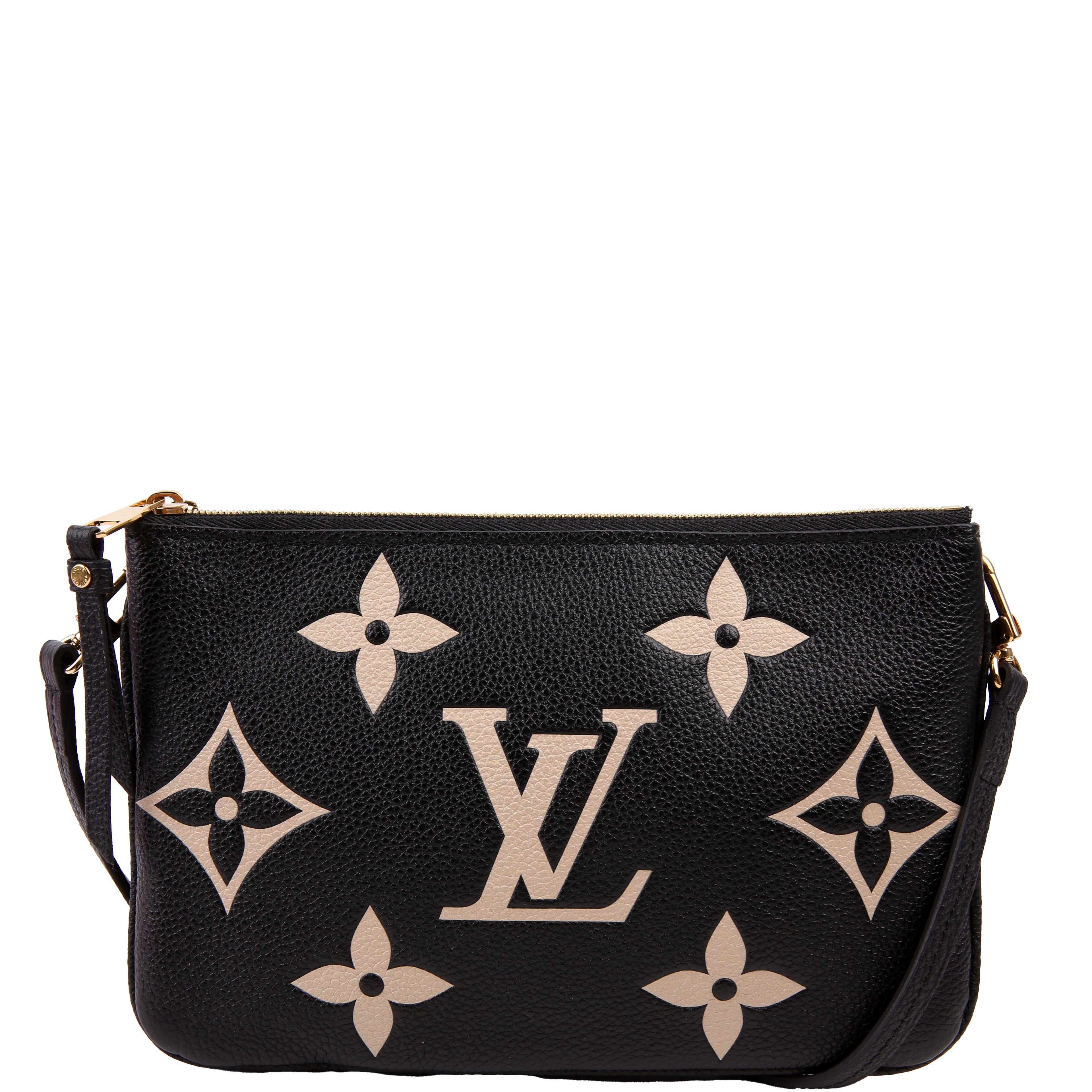 Double Zip Pochette Bicolor Empreinte Black