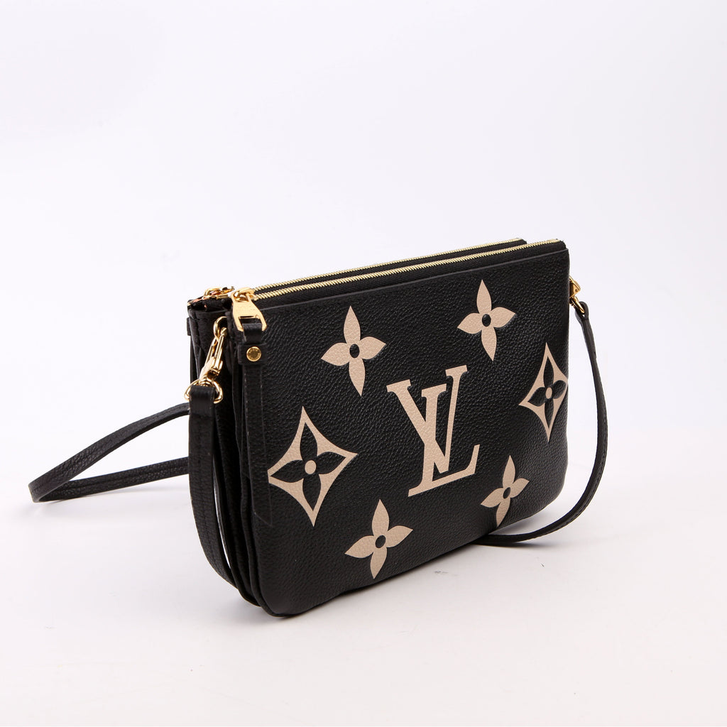 Double Zip Pochette Bicolor Empreinte Black
