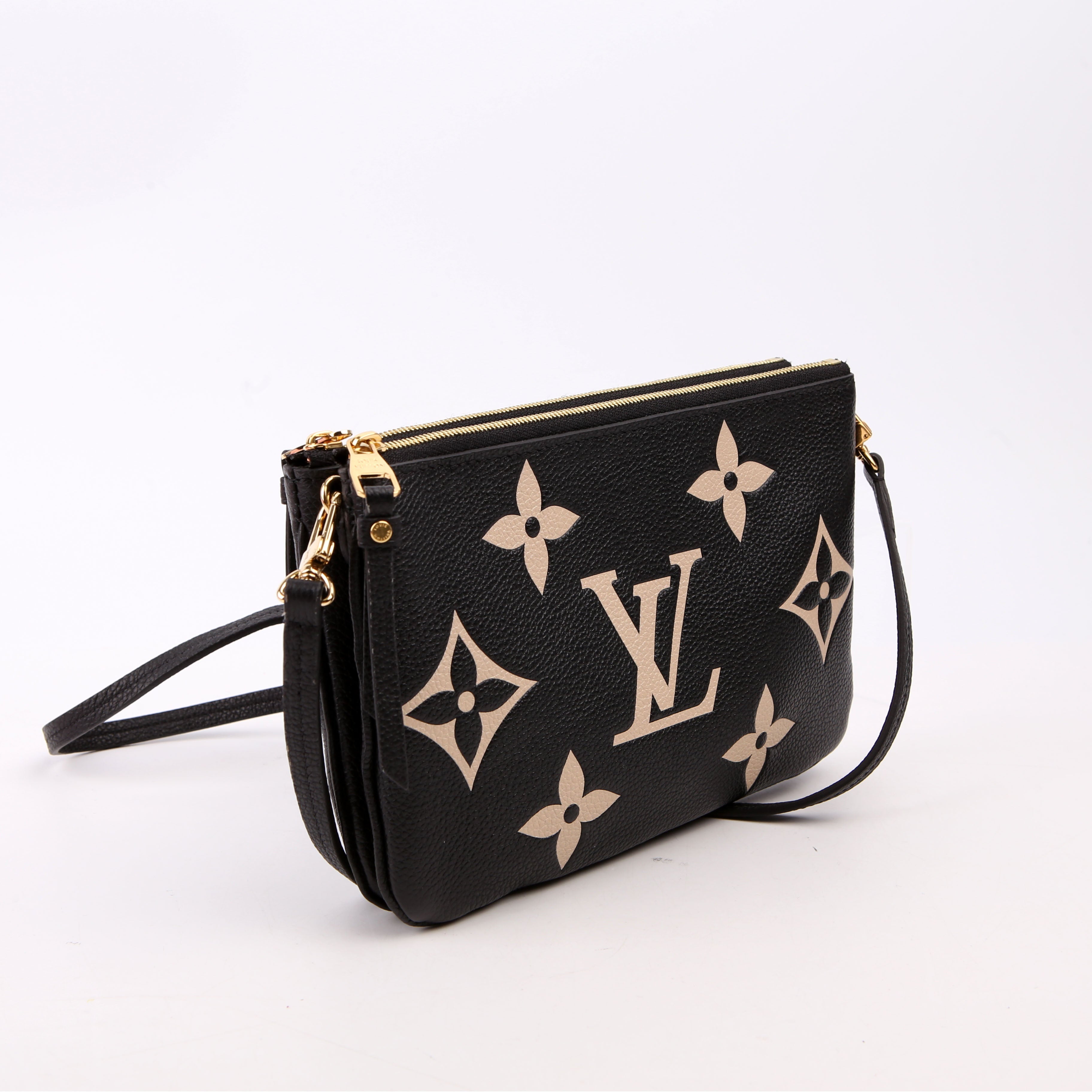 Double Zip Pochette Bicolor Empreinte Black