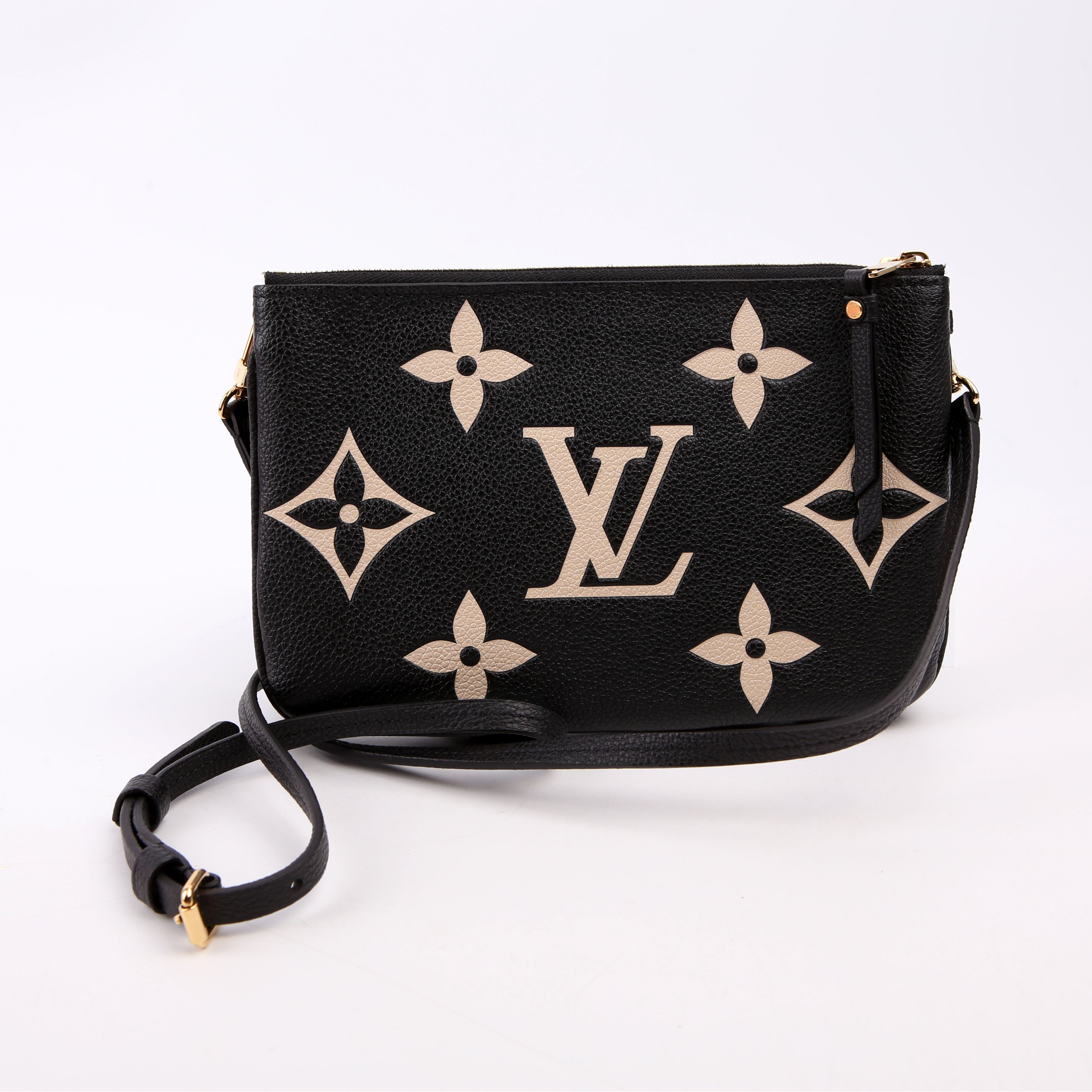 Double Zip Pochette Bicolor Empreinte Black