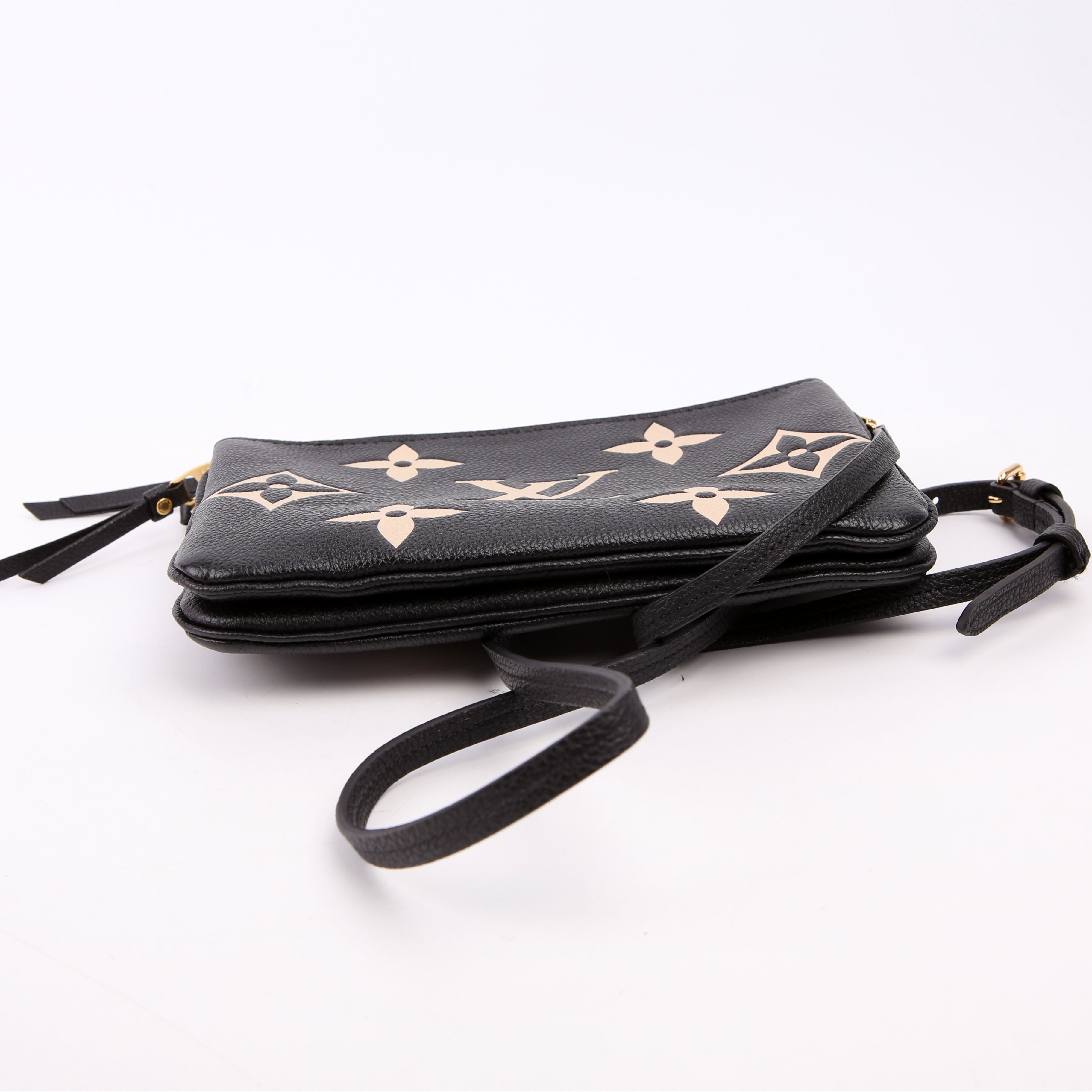 Double Zip Pochette Bicolor Empreinte Black