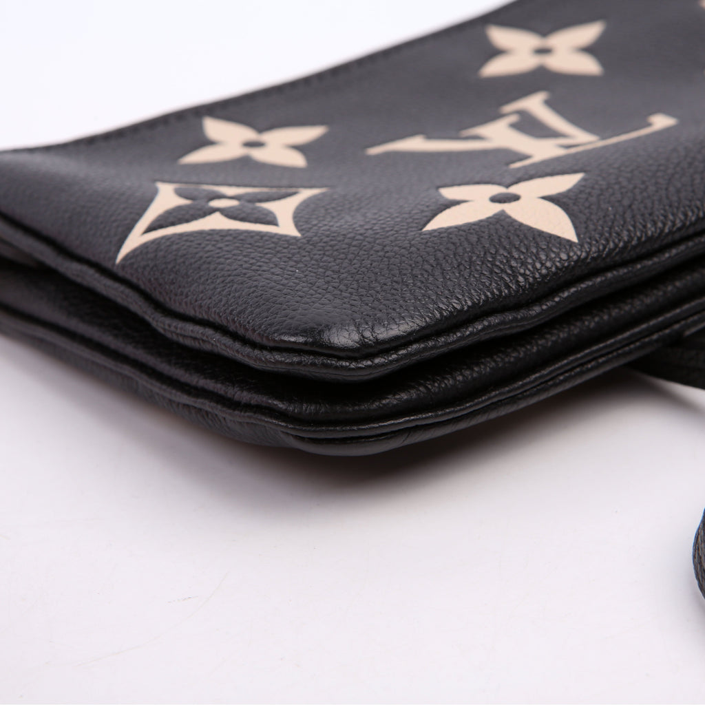 Double Zip Pochette Bicolor Empreinte Black