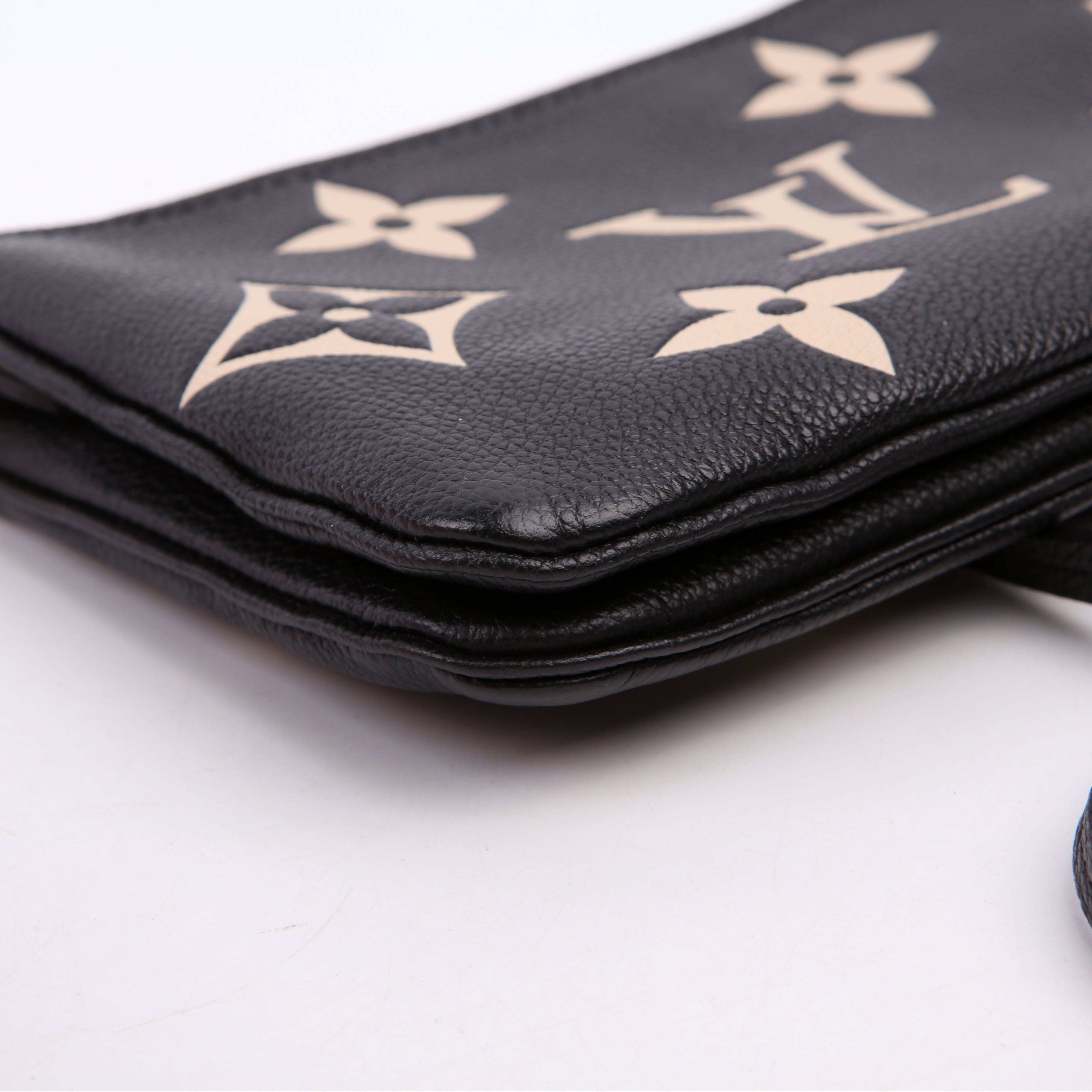 Double Zip Pochette Bicolor Empreinte Black