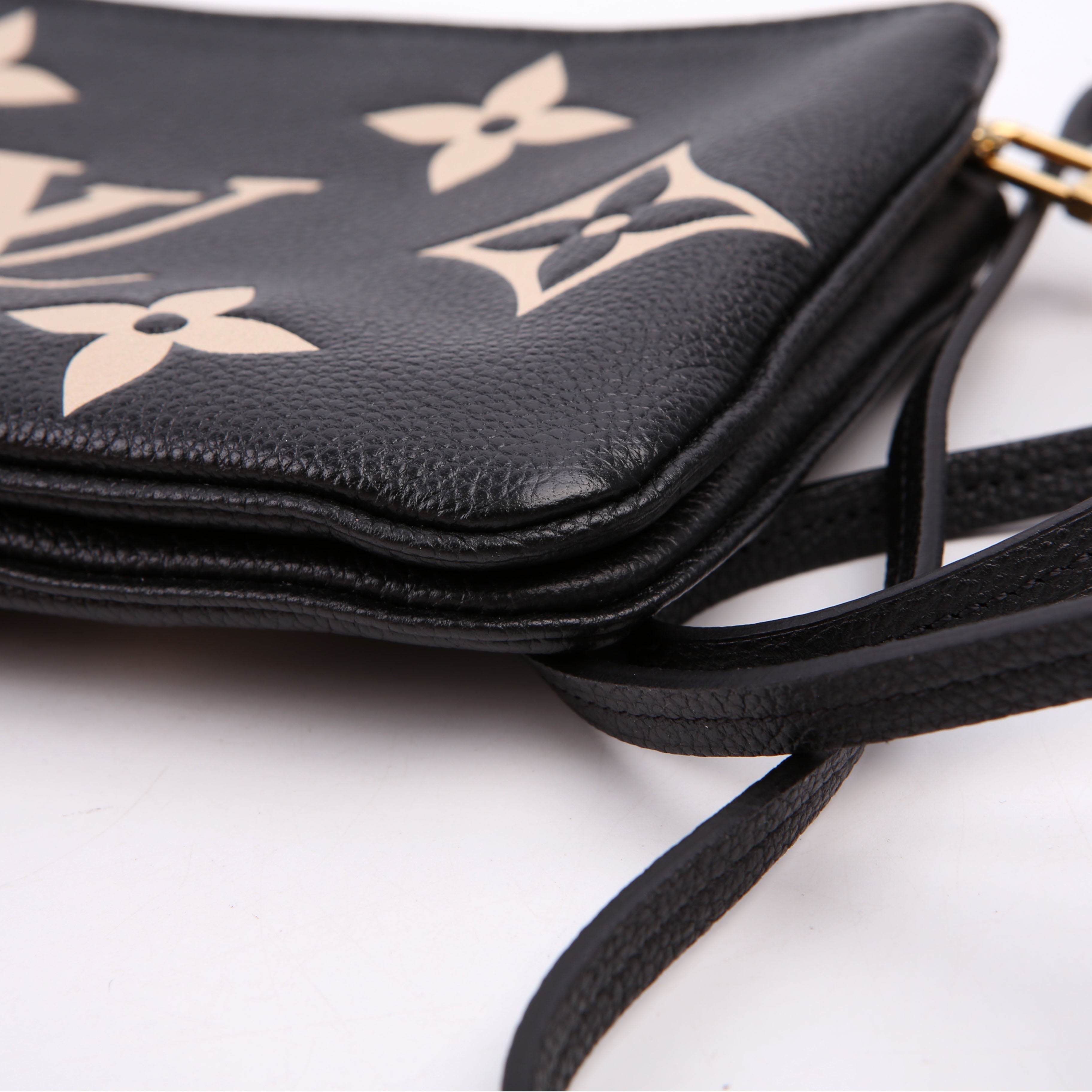Double Zip Pochette Bicolor Empreinte Black