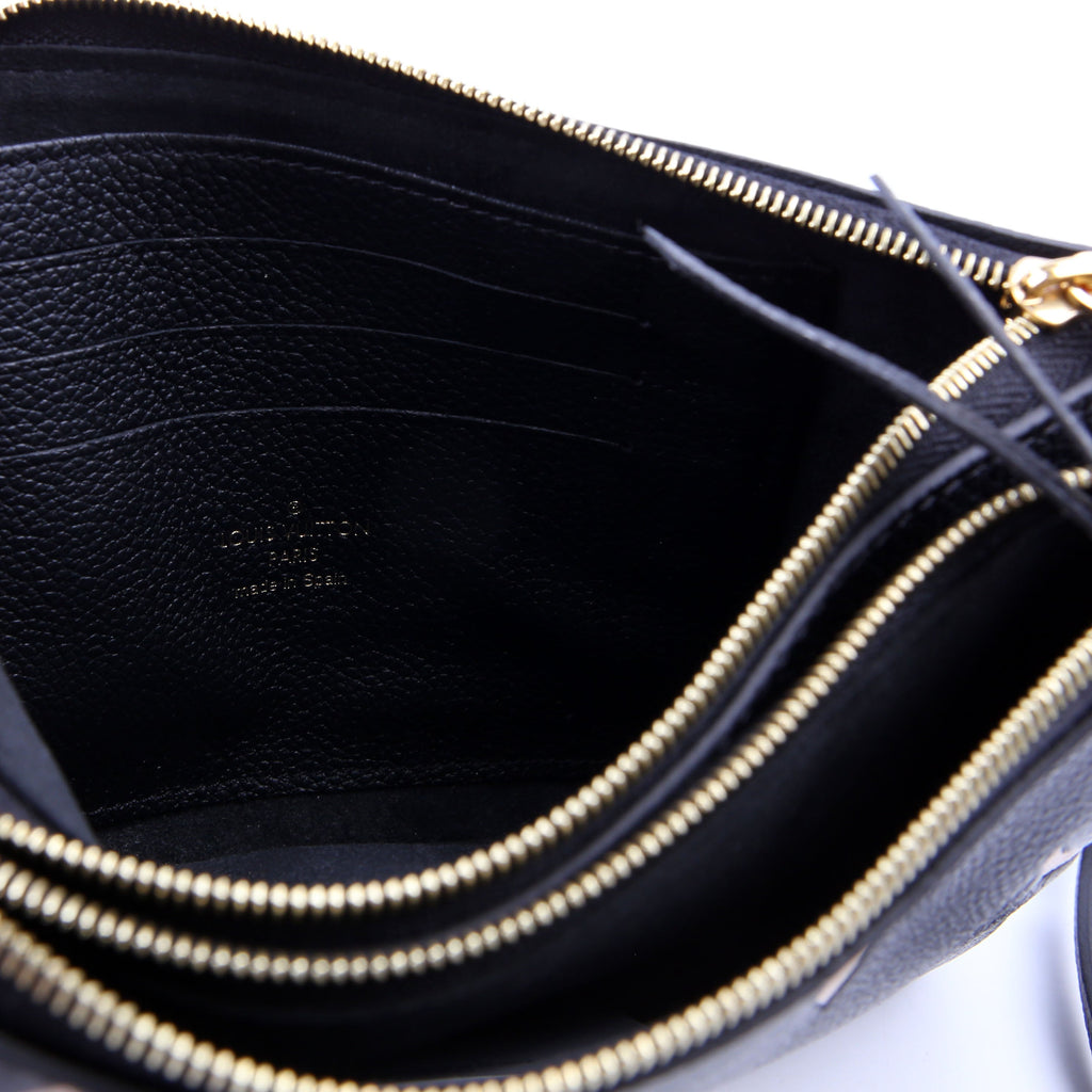 Double Zip Pochette Bicolor Empreinte Black