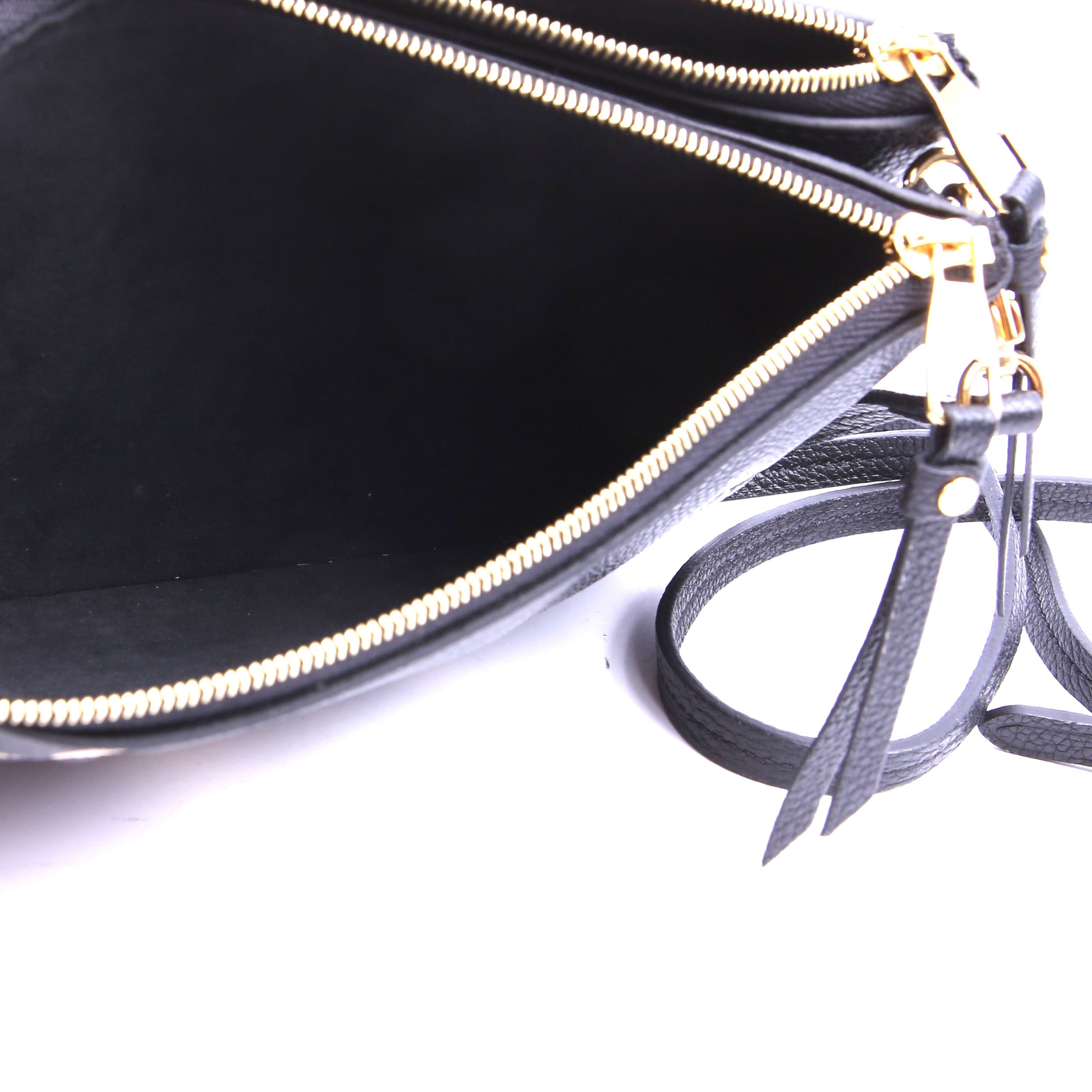 Double Zip Pochette Bicolor Empreinte Black