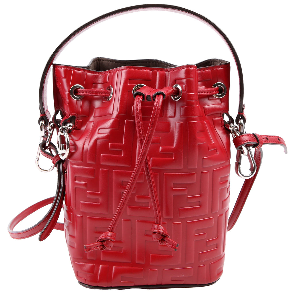 Fendi 8BS010 Mon Tresor Mini Bucket Leather FF Red