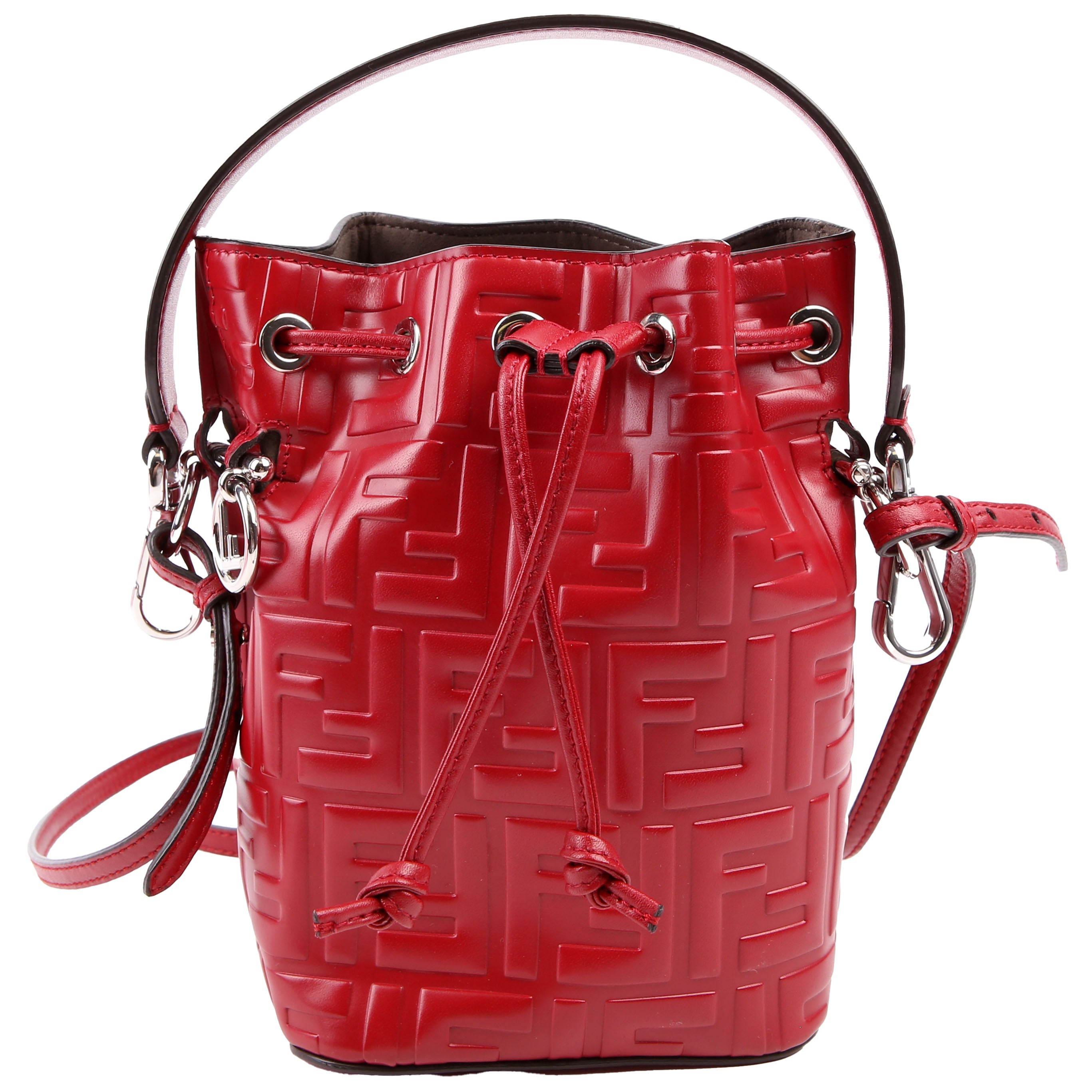Fendi 8BS010 Mon Tresor Mini Bucket Leather FF Red