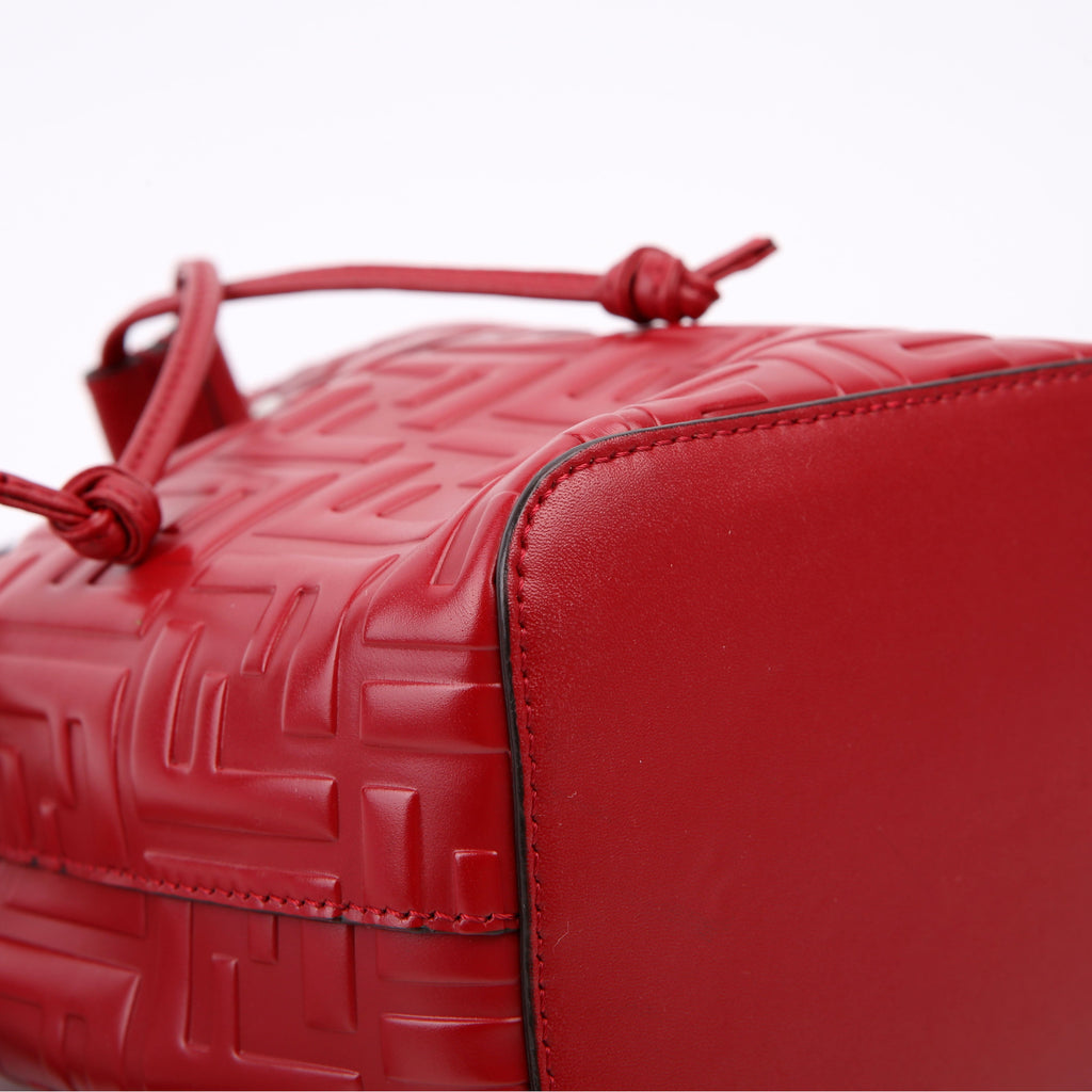 Fendi 8BS010 Mon Tresor Mini Bucket Leather FF Red