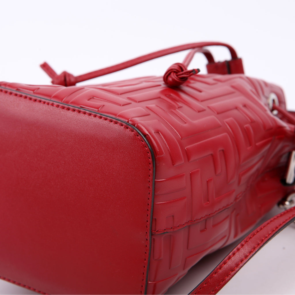 Fendi 8BS010 Mon Tresor Mini Bucket Leather FF Red