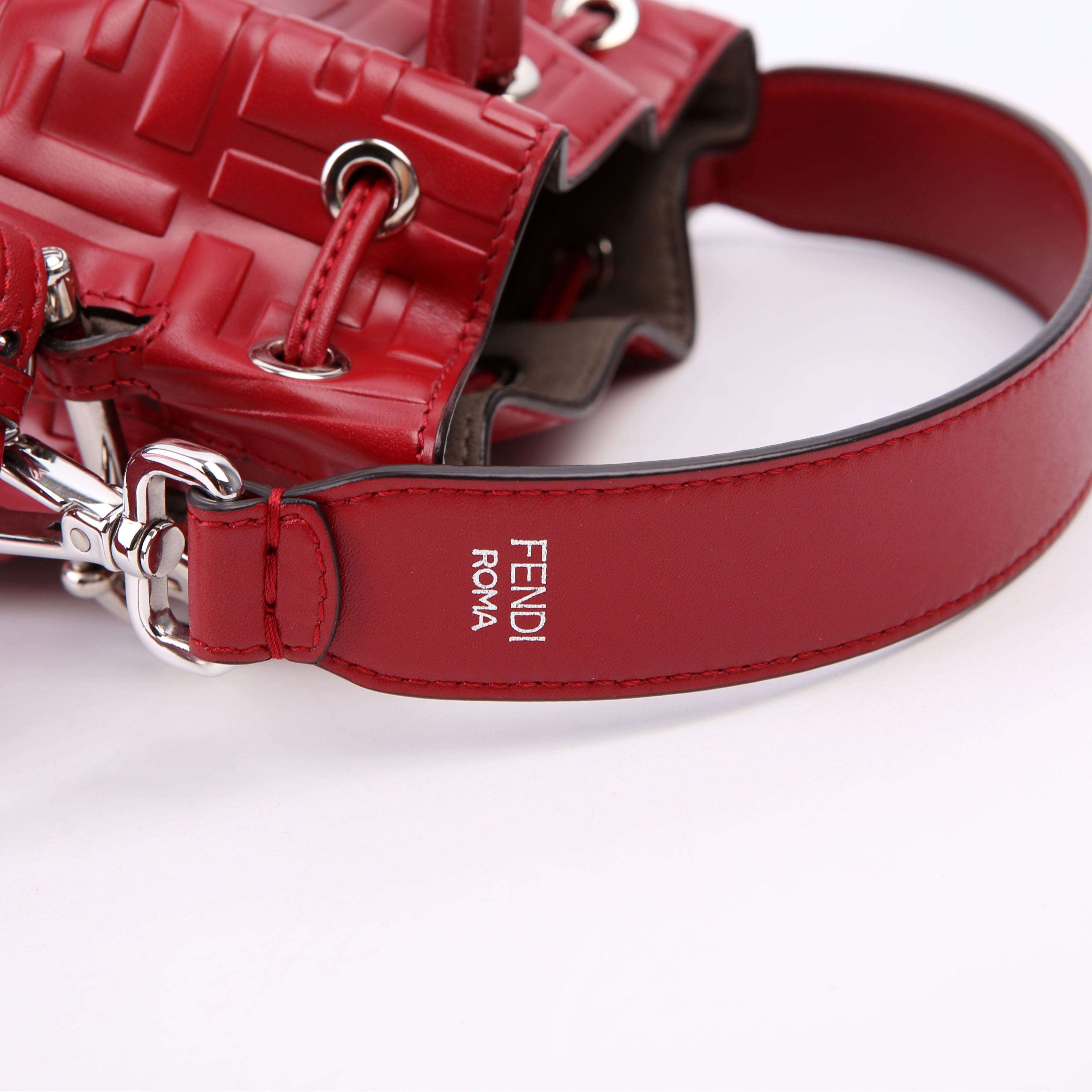 Fendi 8BS010 Mon Tresor Mini Bucket Leather FF Red