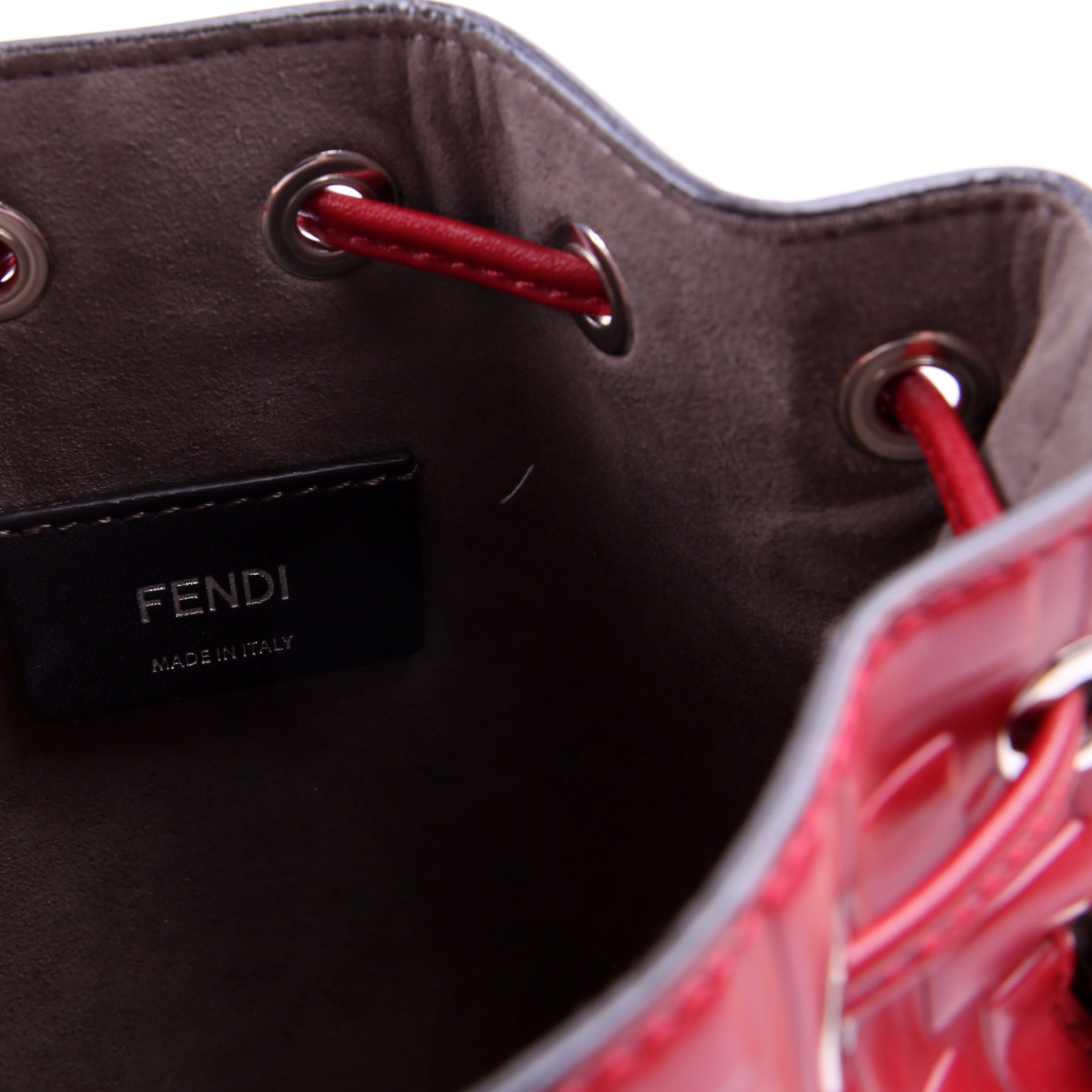 Fendi 8BS010 Mon Tresor Mini Bucket Leather FF Red