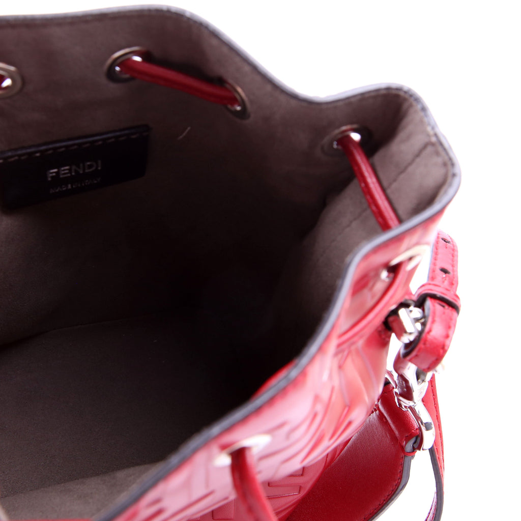 Fendi 8BS010 Mon Tresor Mini Bucket Leather FF Red
