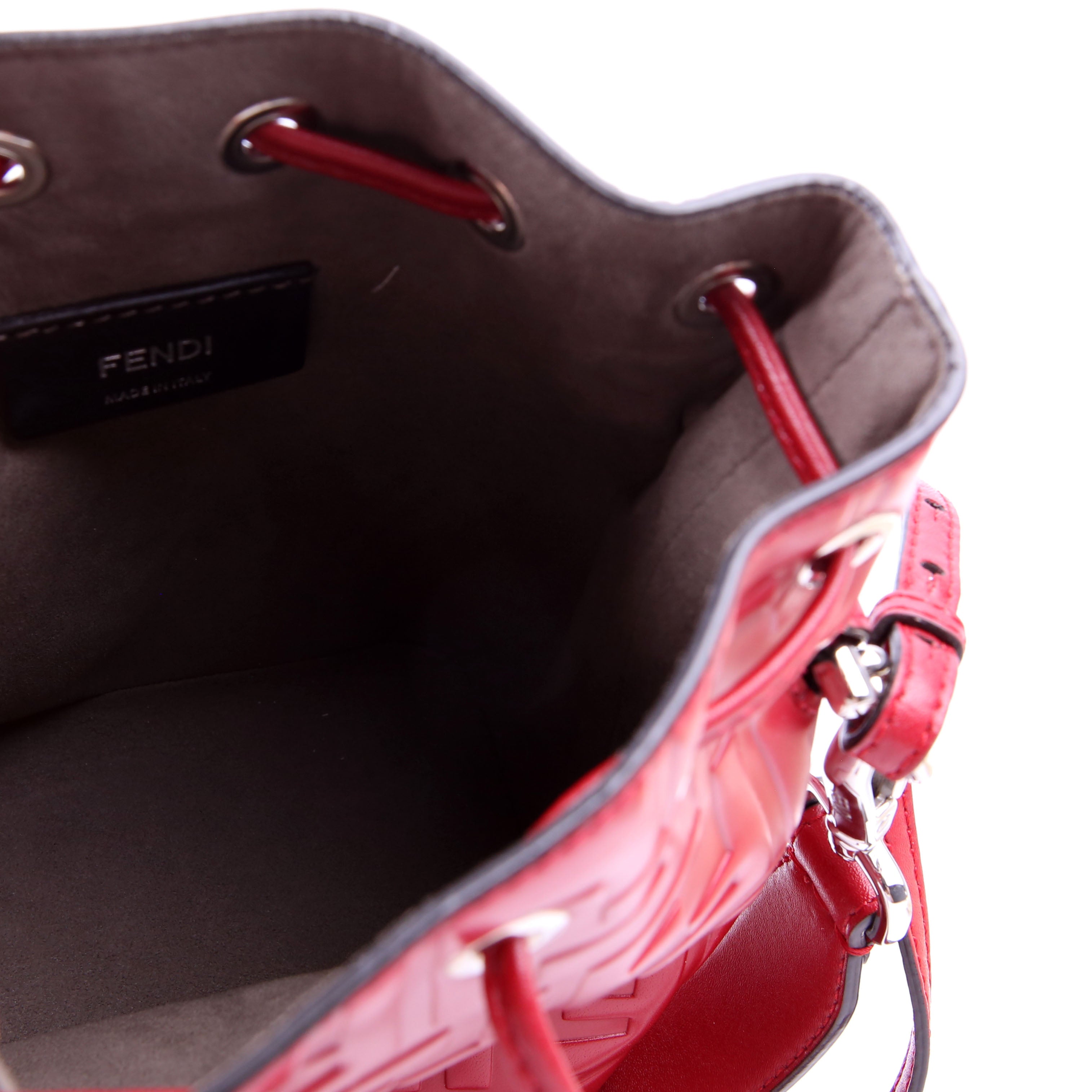 Fendi 8BS010 Mon Tresor Mini Bucket Leather FF Red