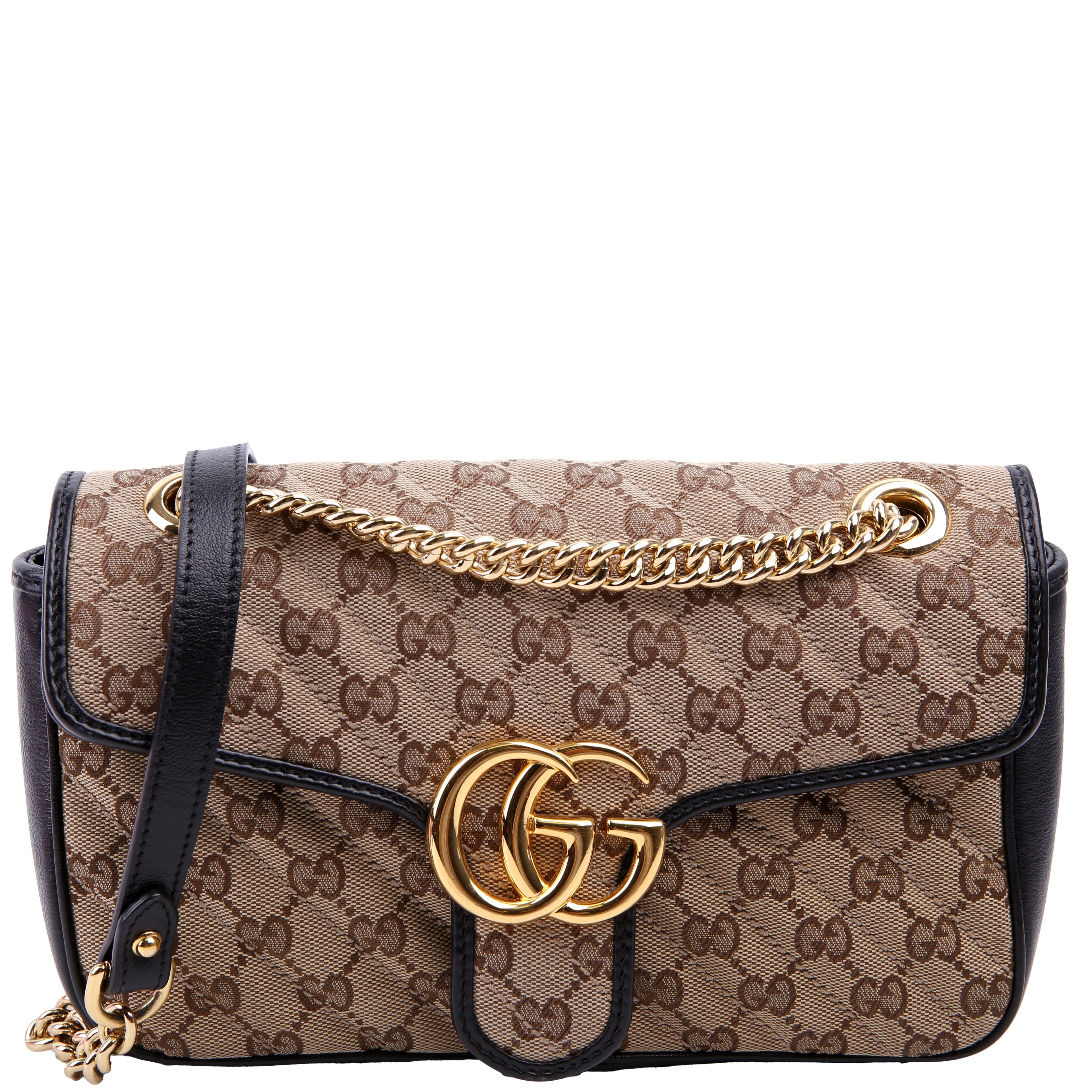 Gucci 443497 Marmont GG Canvas Shoulder Small Flap Black