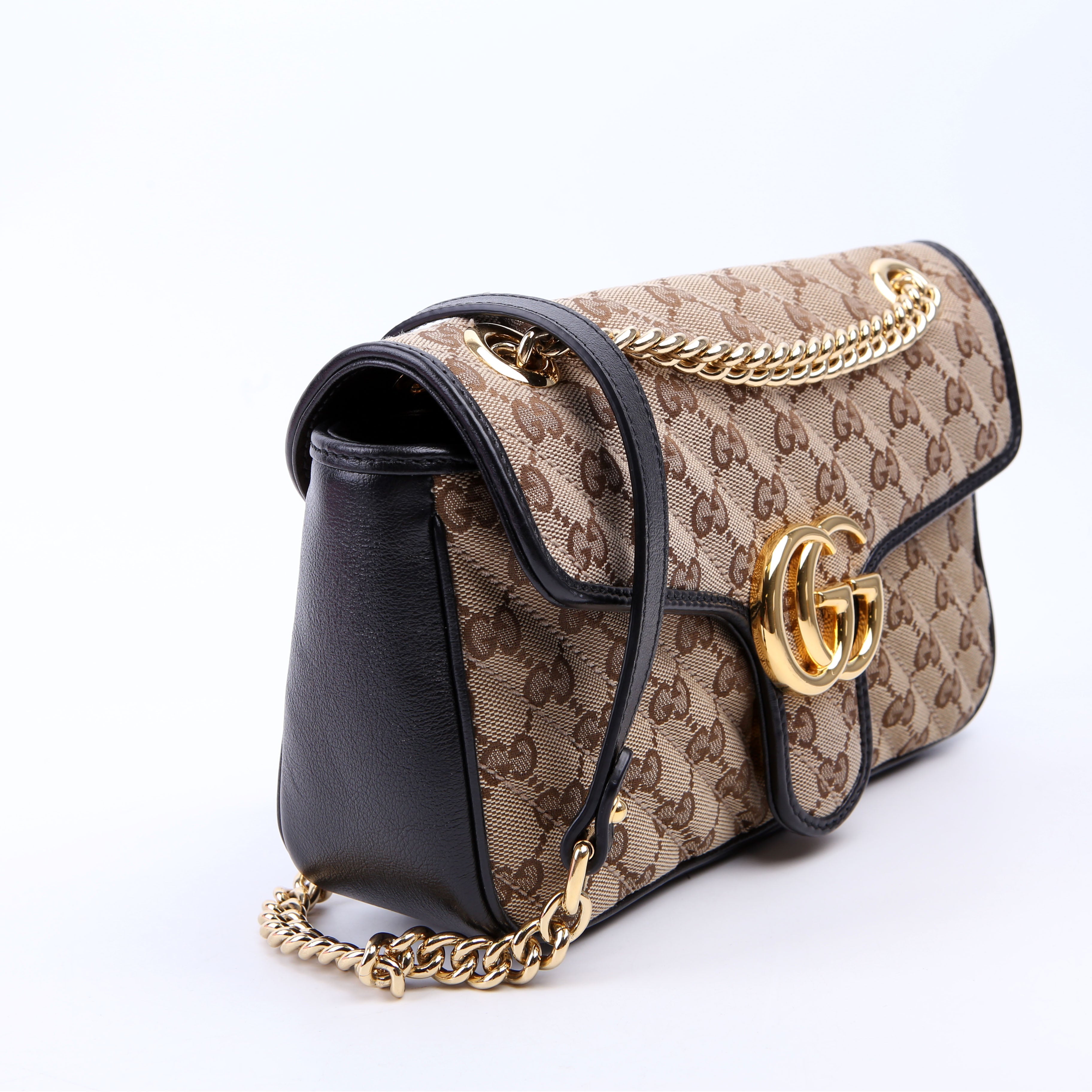 Gucci 443497 Marmont GG Canvas Shoulder Small Flap Black