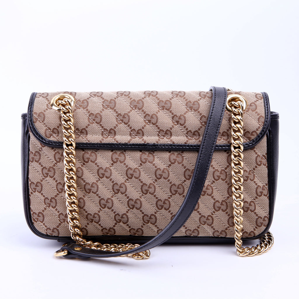 Gucci 443497 Marmont GG Canvas Shoulder Small Flap Black
