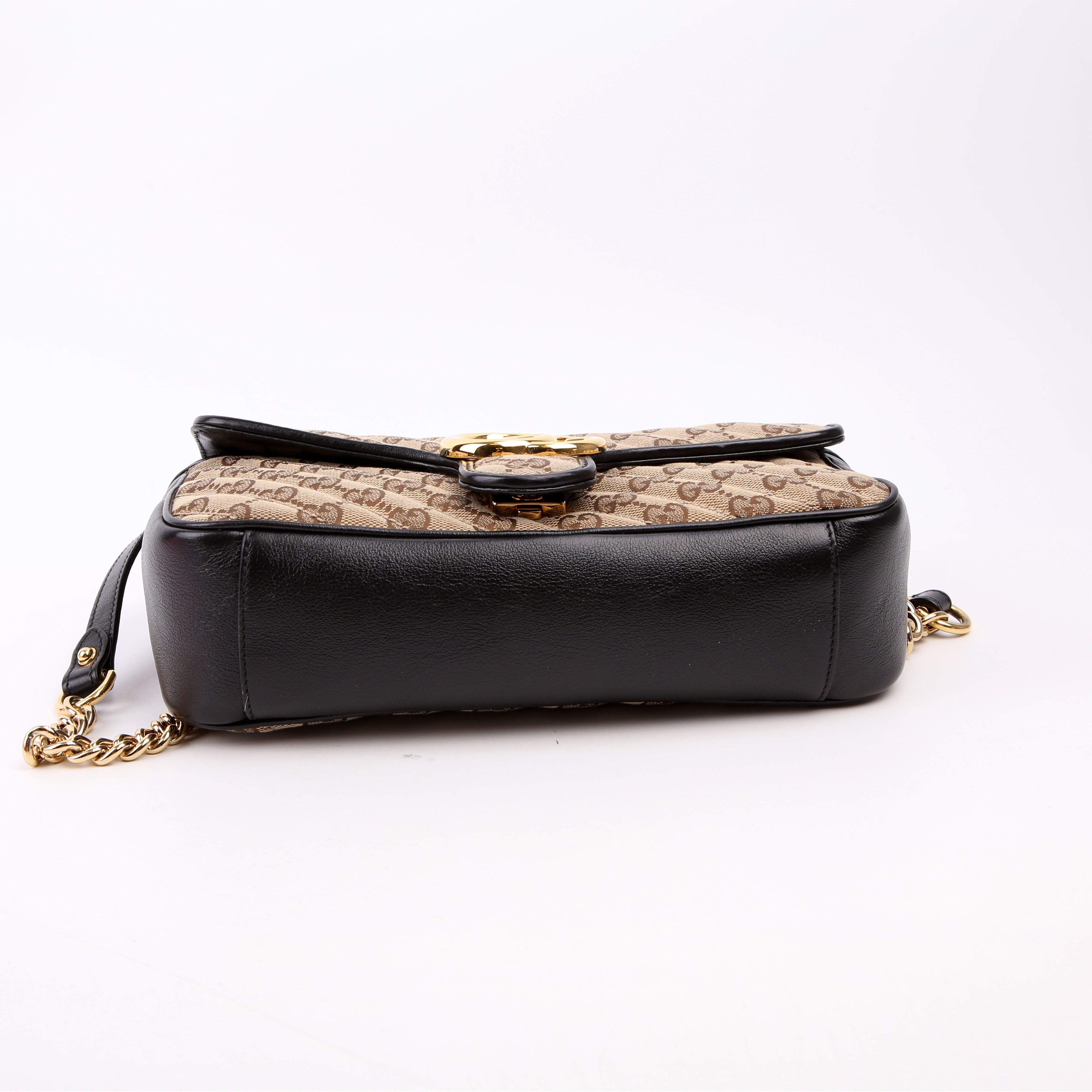 Gucci 443497 Marmont GG Canvas Shoulder Small Flap Black
