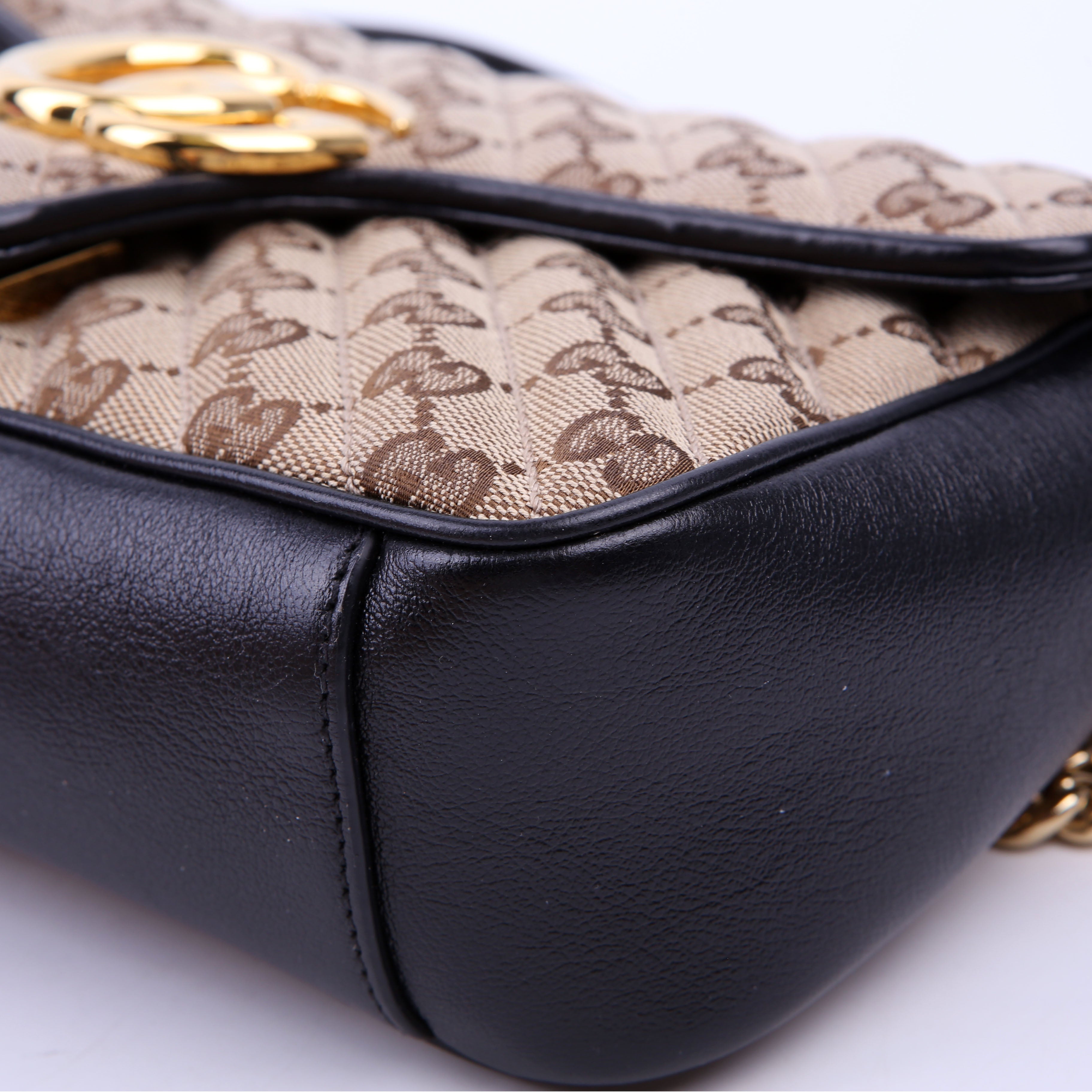 Gucci 443497 Marmont GG Canvas Shoulder Small Flap Black