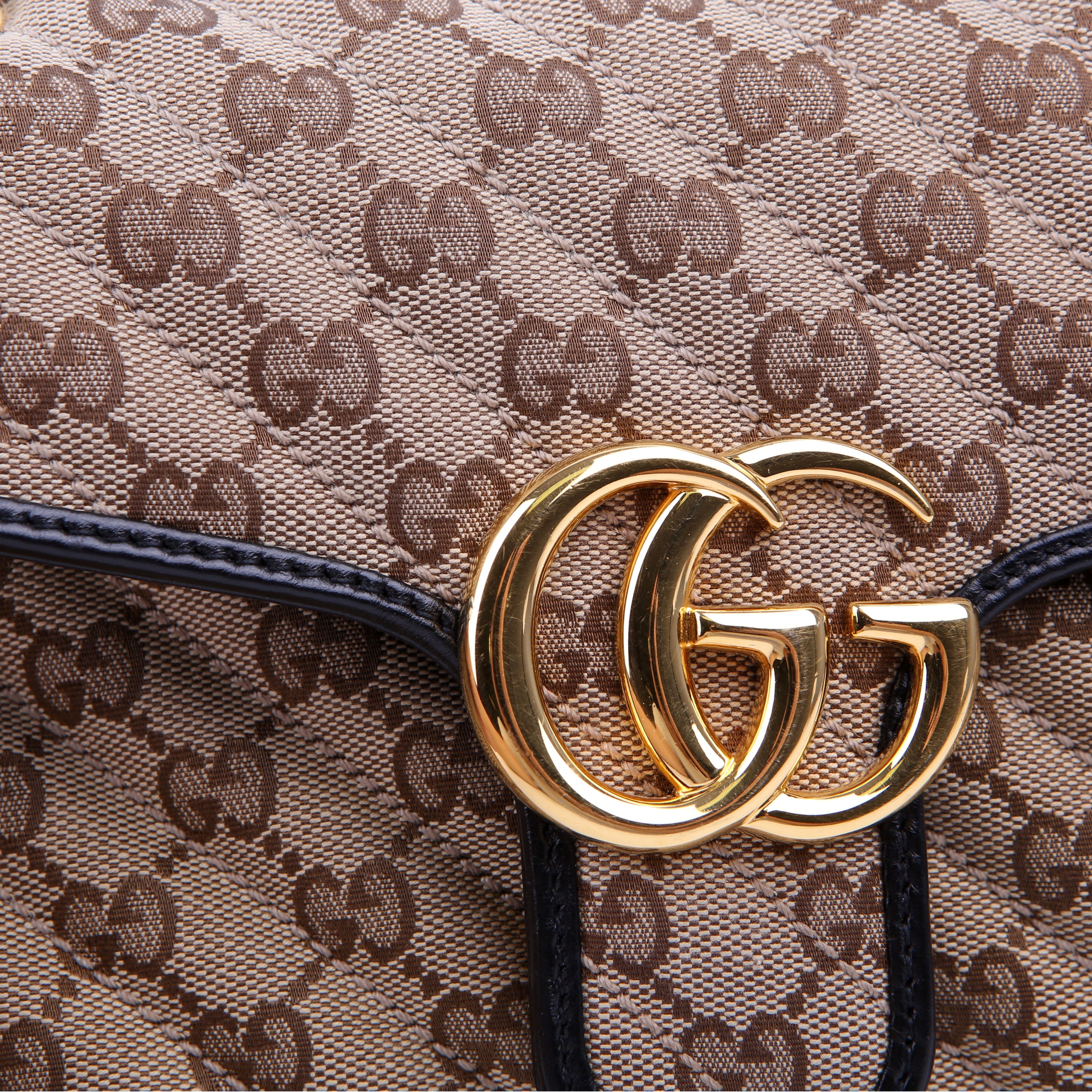 Gucci 443497 Marmont GG Canvas Shoulder Small Flap Black