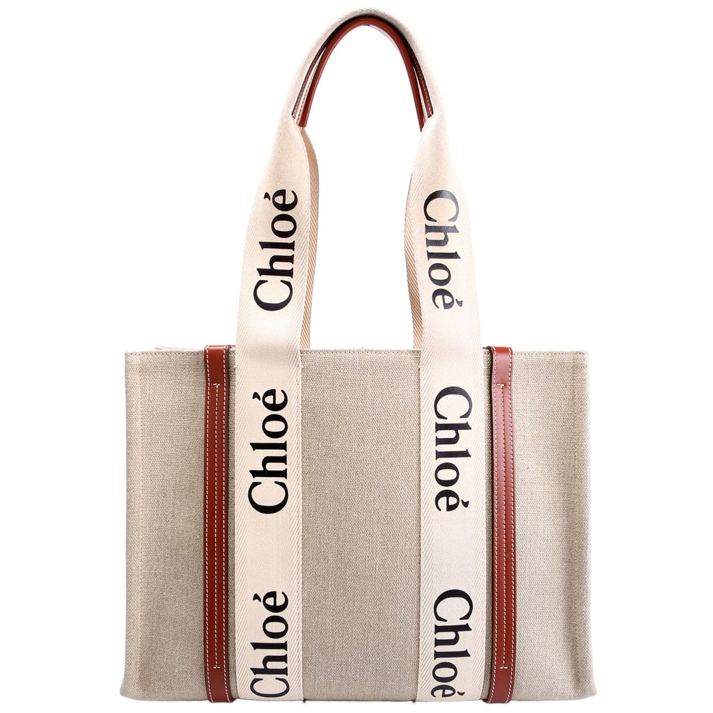 Woody Ribbon Tote Medium Beige/Brown
