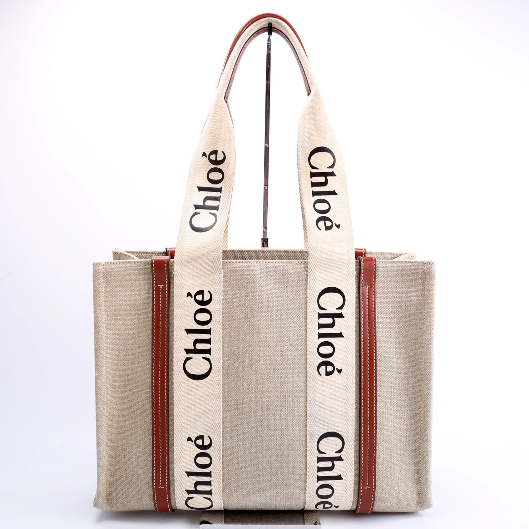 Woody Ribbon Tote Medium Beige/Brown