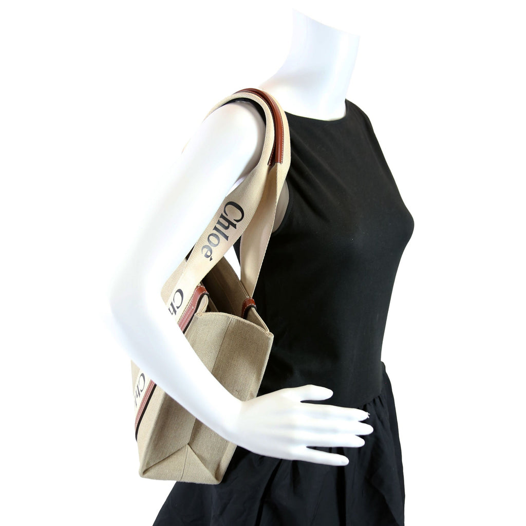 Woody Ribbon Tote Medium Beige/Brown