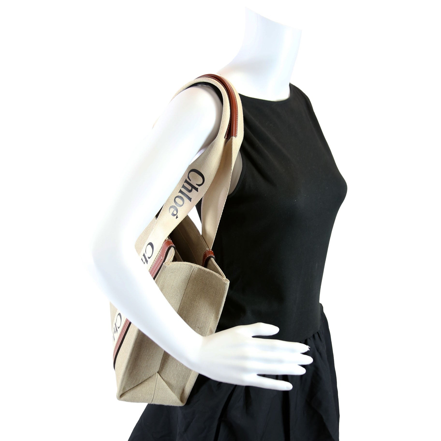 Woody Ribbon Tote Medium Beige/Brown