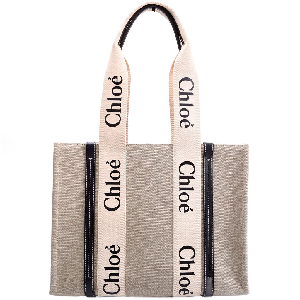 Woody Ribbon Tote Medium Black/Beige