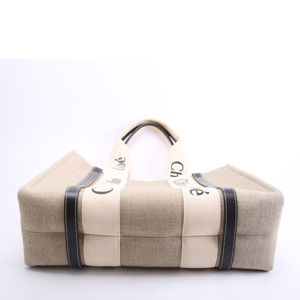 Woody Ribbon Tote Medium Black/Beige