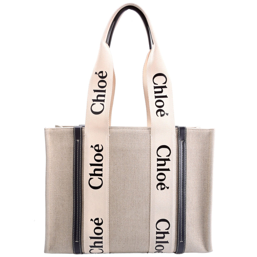 Woody Ribbon Tote Medium Black/Beige