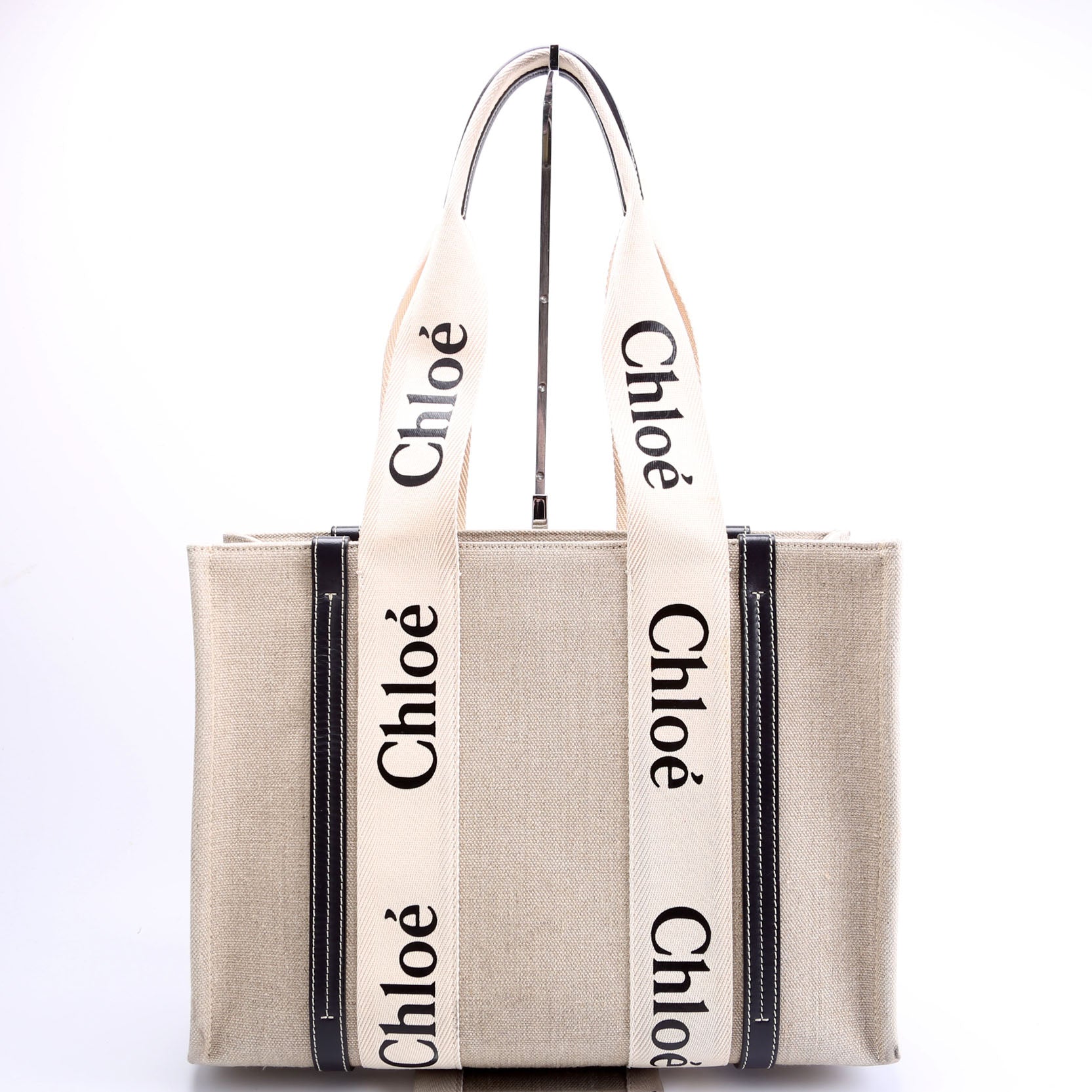 Woody Ribbon Tote Medium Black/Beige