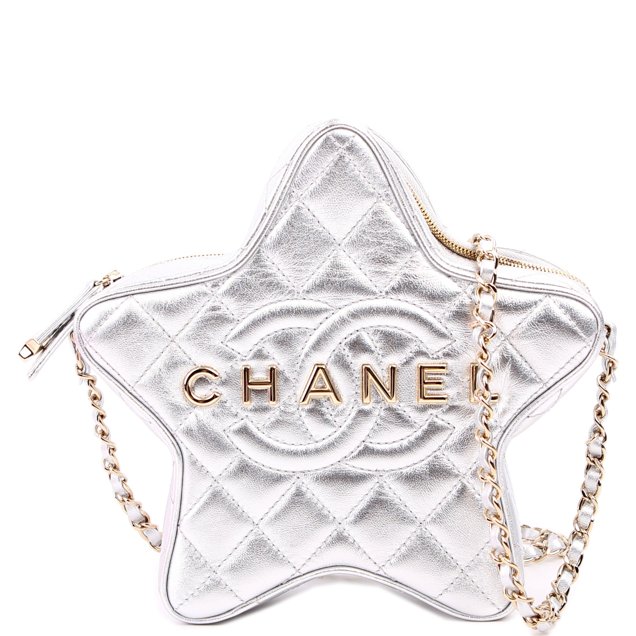 Walk Of Fame Star Bag Metallic Lambskin RFID Silver