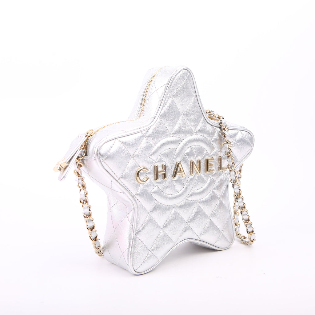 Walk Of Fame Star Bag Metallic Lambskin RFID Silver