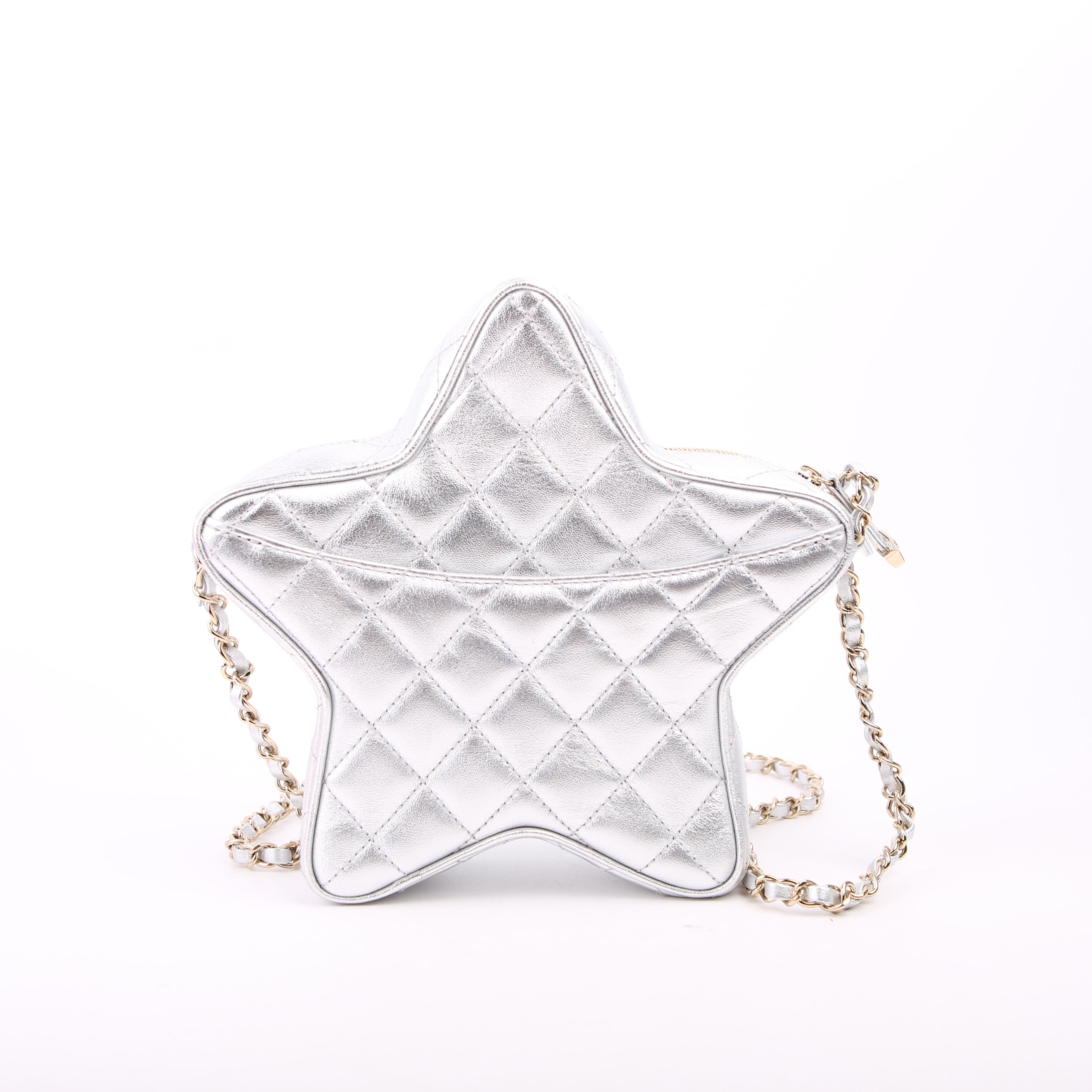 Walk Of Fame Star Bag Metallic Lambskin RFID Silver