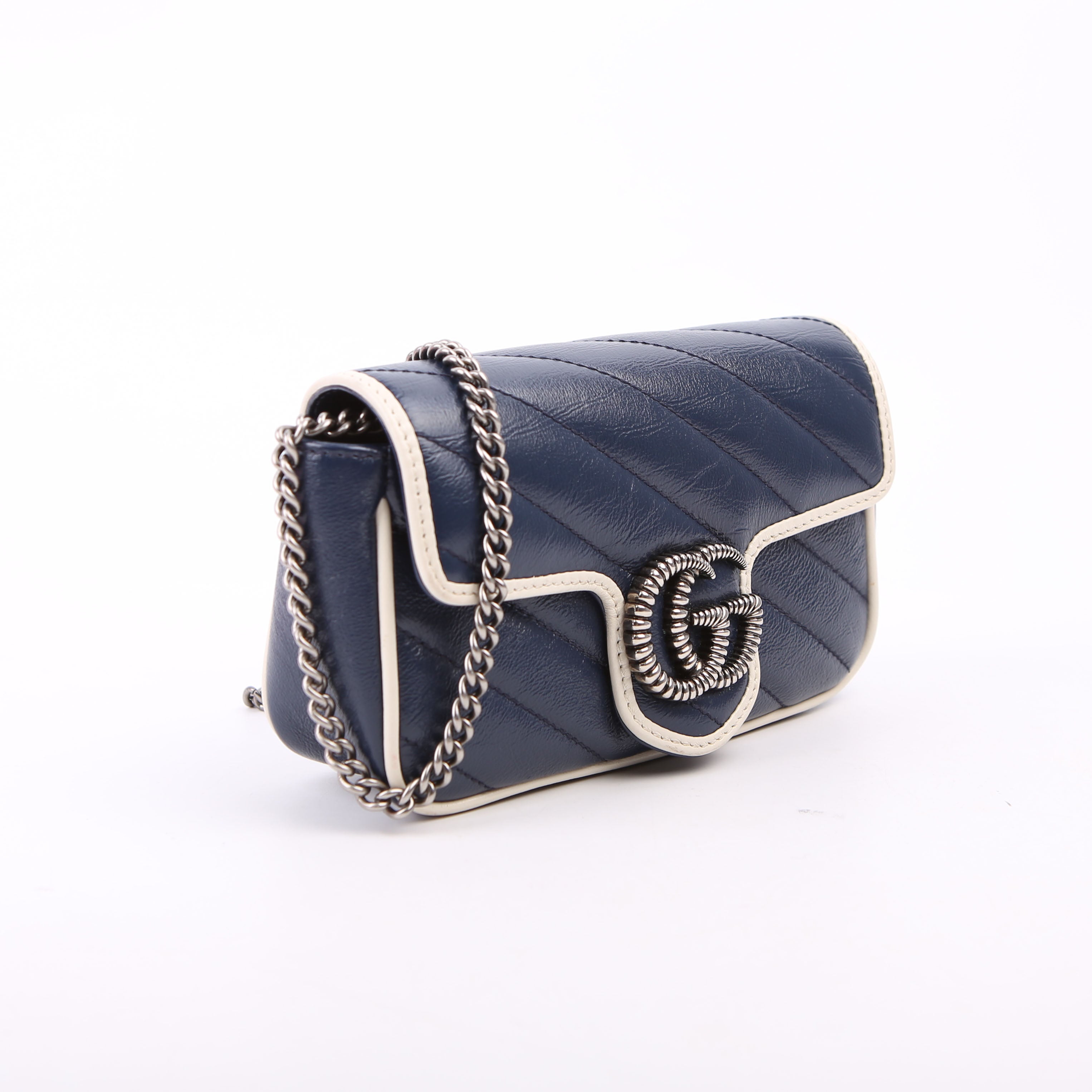476433 Marmont Torchon Leather Super Mini Flap Blue