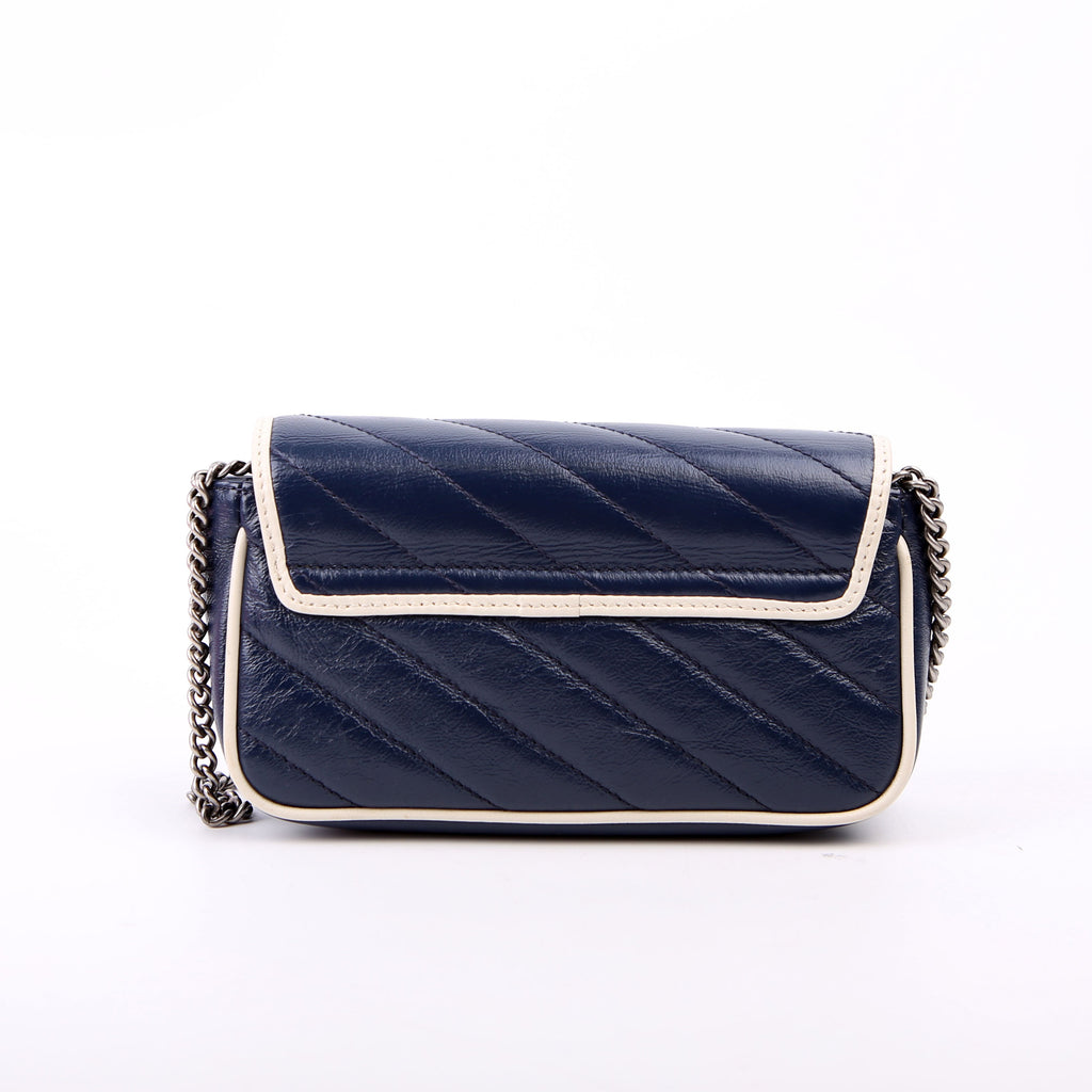 476433 Marmont Torchon Leather Super Mini Flap Blue