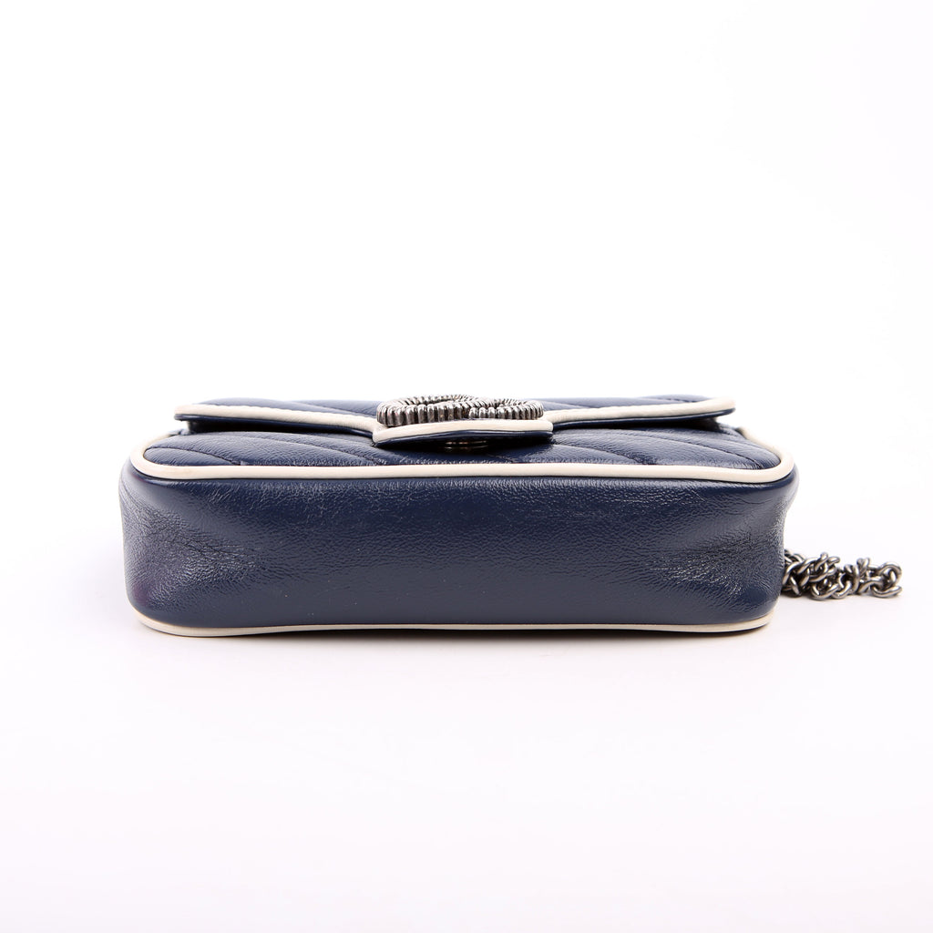 476433 Marmont Torchon Leather Super Mini Flap Blue