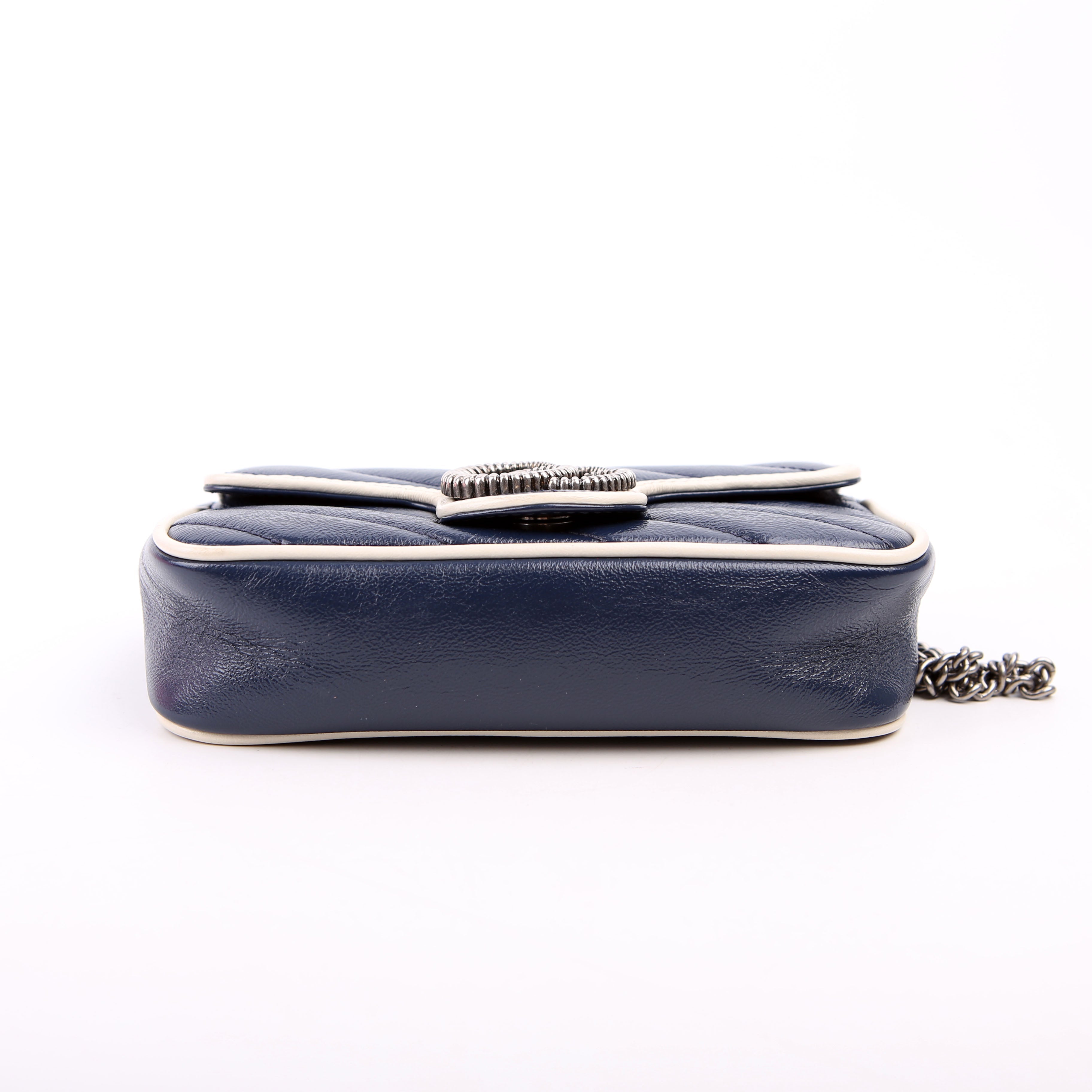476433 Marmont Torchon Leather Super Mini Flap Blue