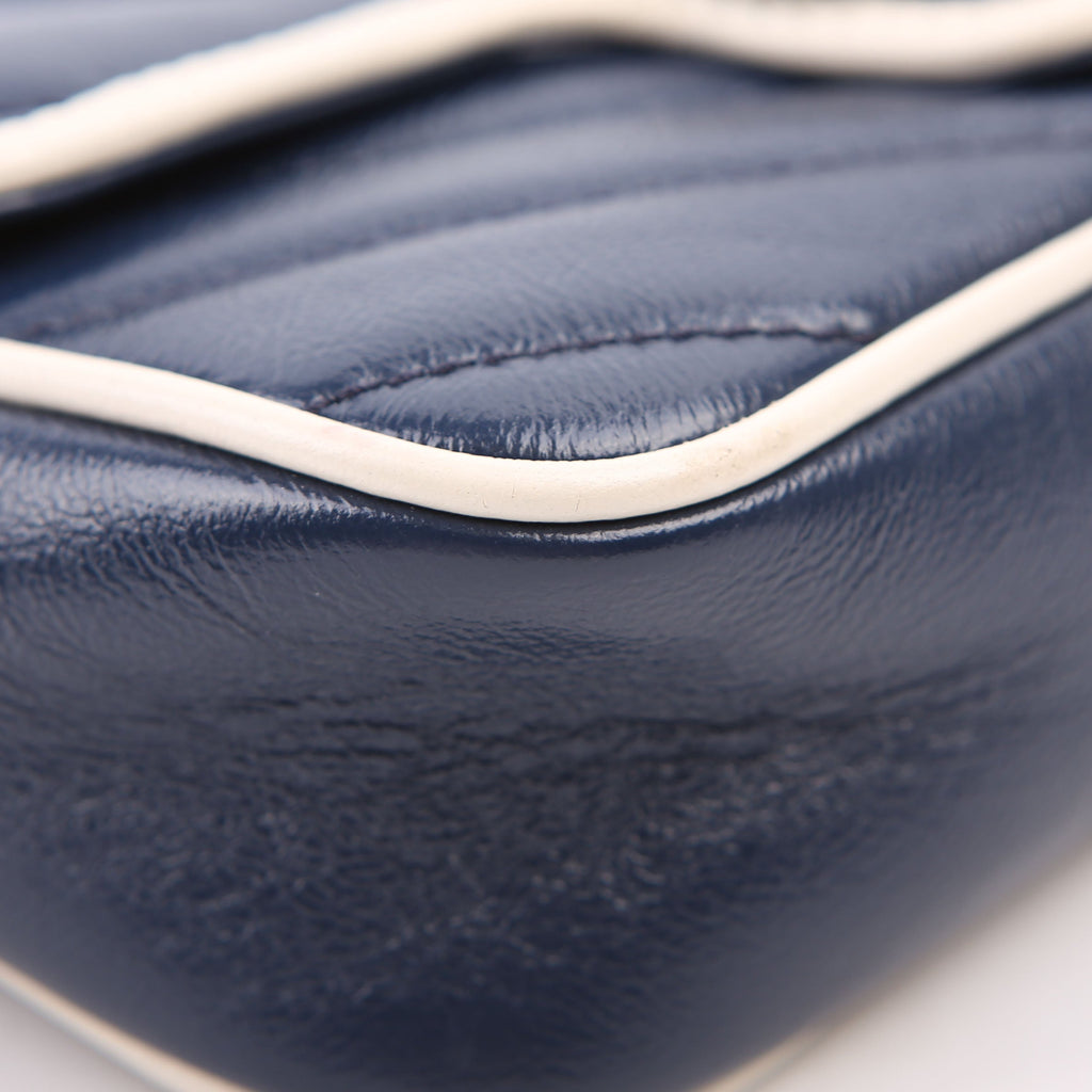 476433 Marmont Torchon Leather Super Mini Flap Blue