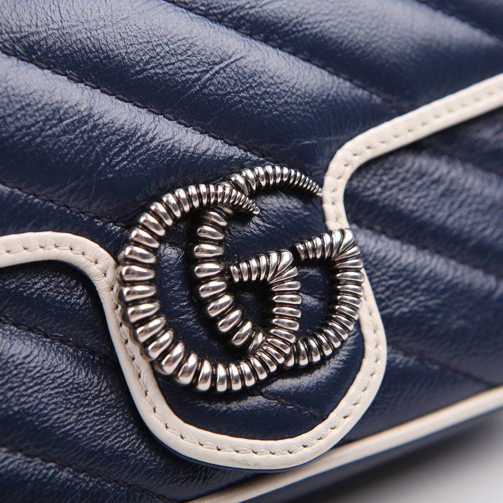476433 Marmont Torchon Leather Super Mini Flap Blue