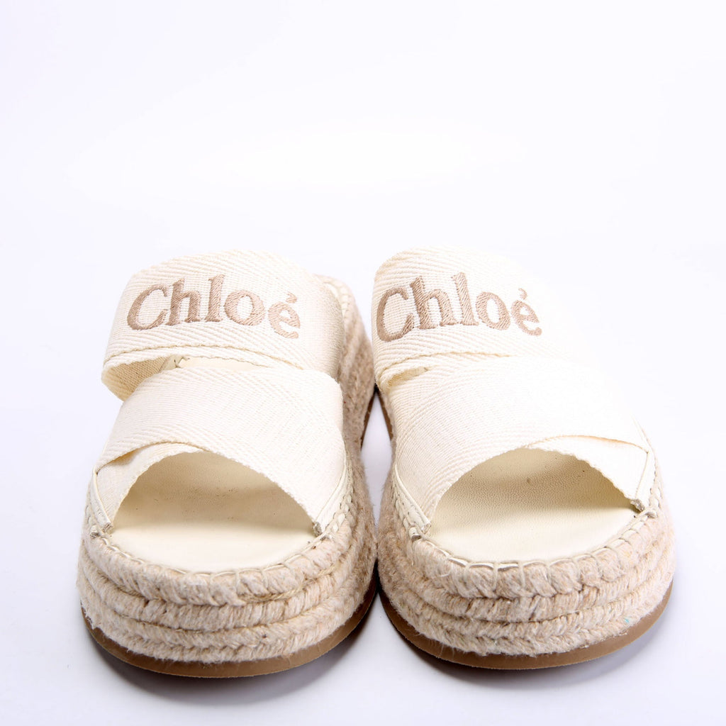 Mila Platform Logo Sandals Size 37 Ivory