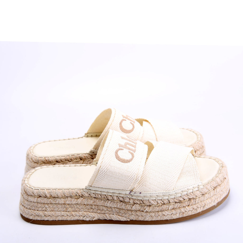 Mila Platform Logo Sandals Size 37 Ivory
