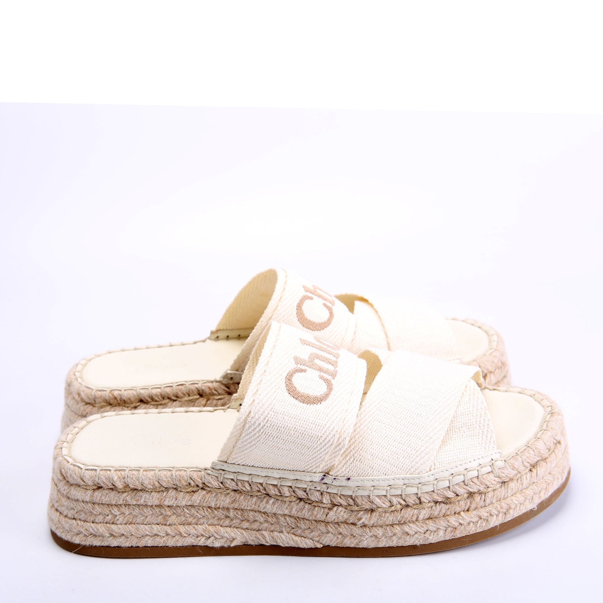 Mila Platform Logo Sandals Size 37 Ivory