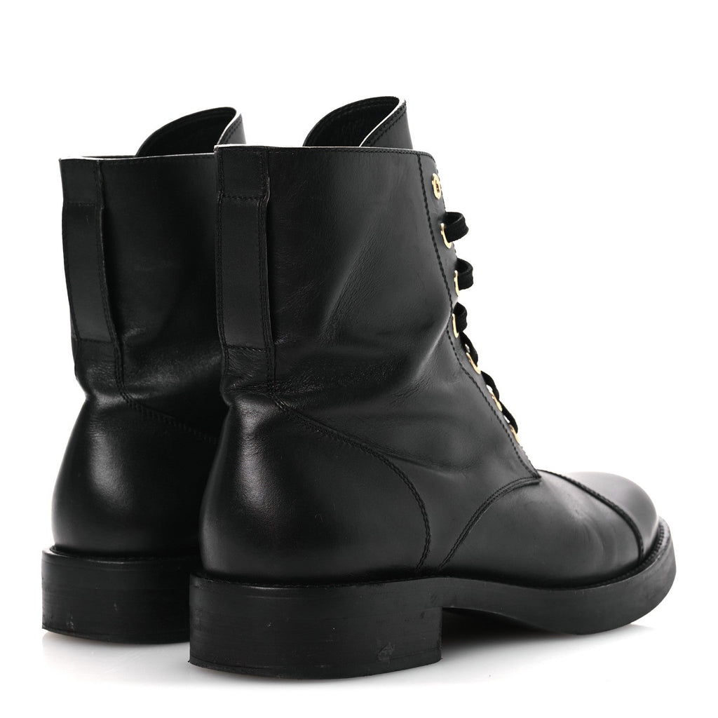 Louis Vuitton Calfskin Flat Ranger Boots 36.5 Black